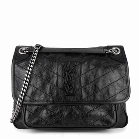 Niki Medium Crinkled Leather Chain Bag