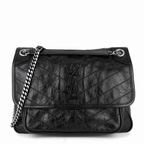Niki Medium Crinkled Leather Chain Bag