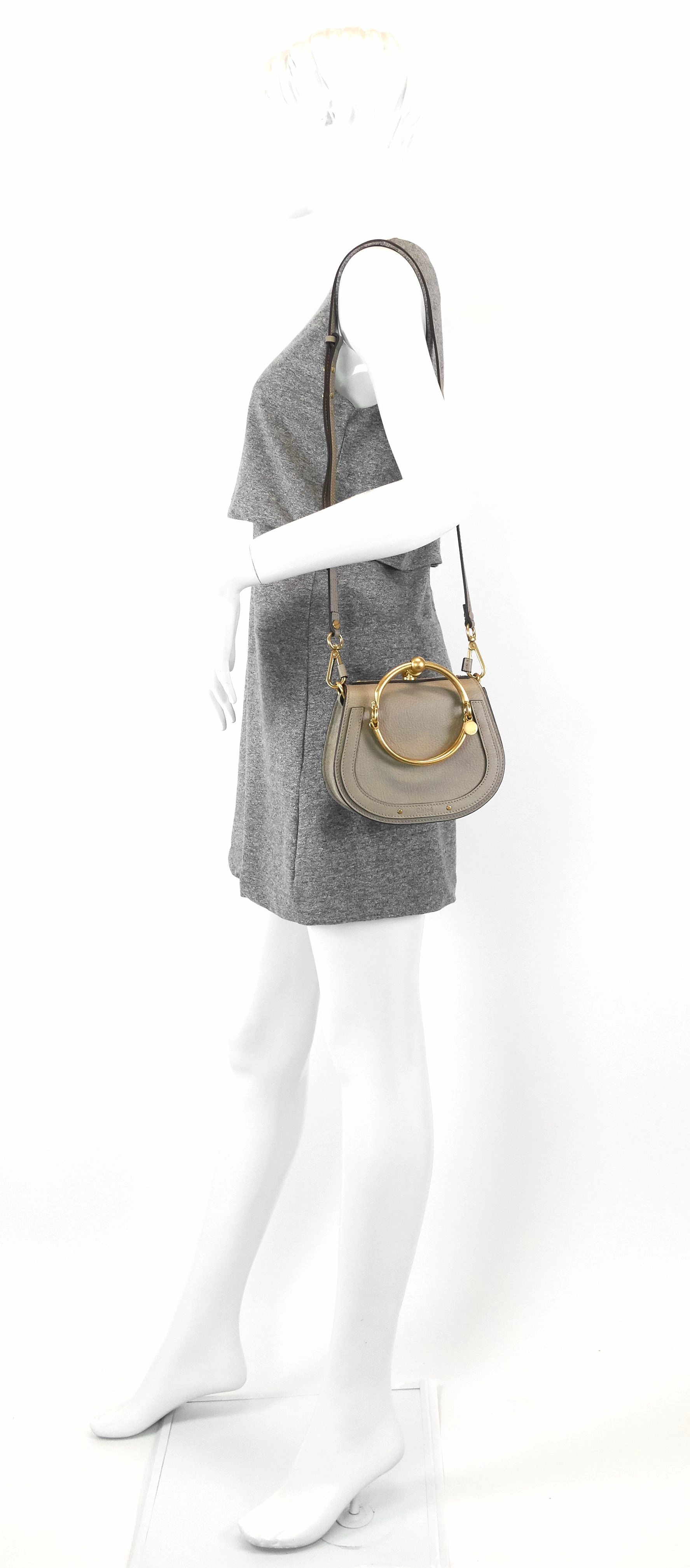 Nile Small Leather and Suede Bracelet Bag