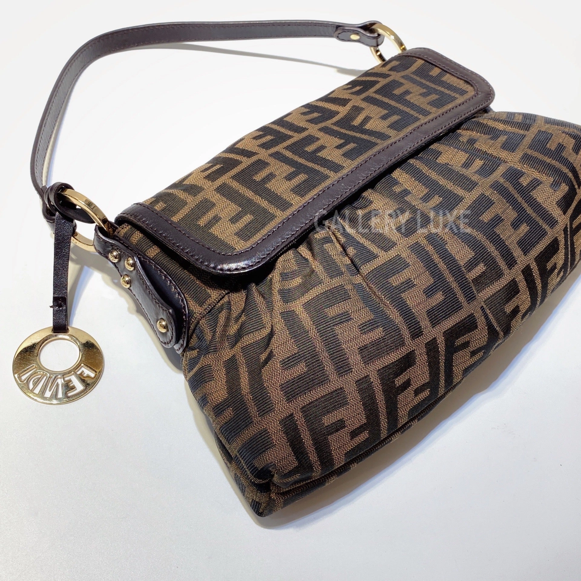 No.2960-Fendi Tobacco Zucca Canvas Shoulder Bag