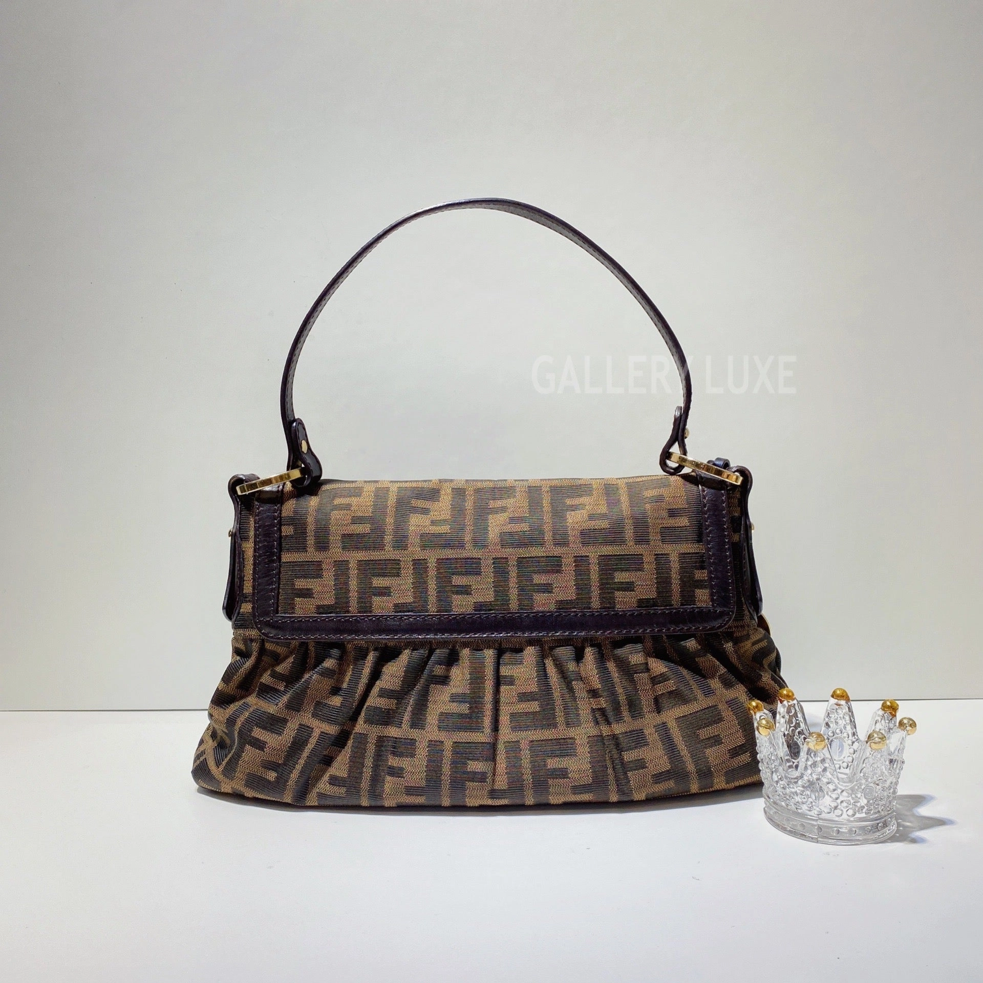 No.2960-Fendi Tobacco Zucca Canvas Shoulder Bag