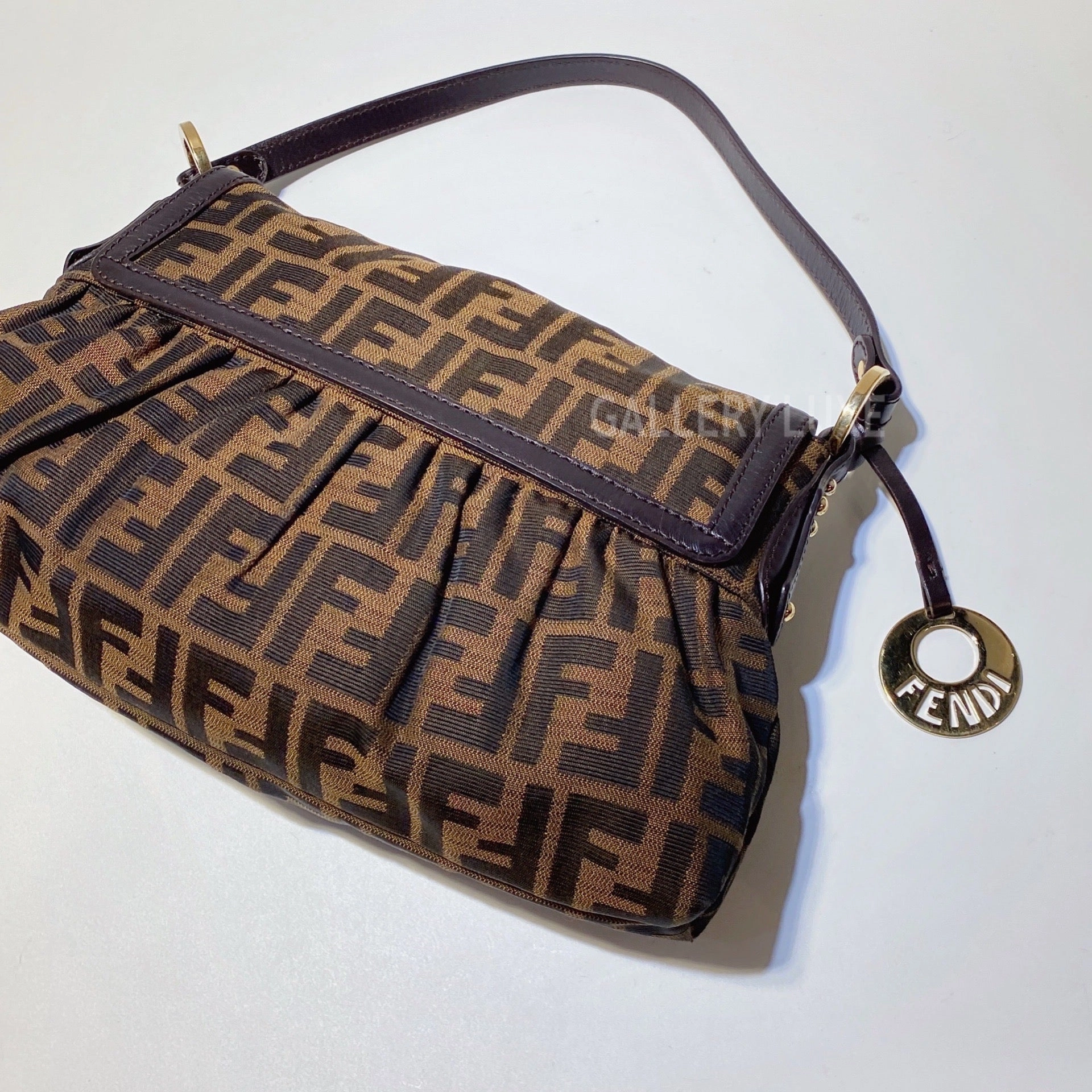 No.2960-Fendi Tobacco Zucca Canvas Shoulder Bag