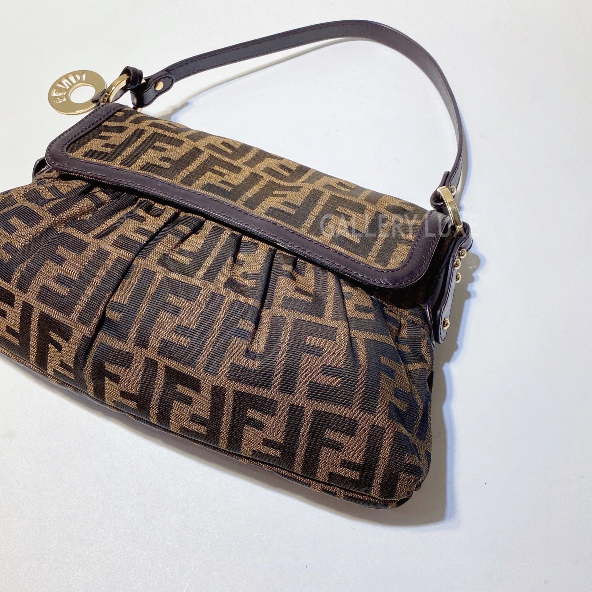 No.2960-Fendi Tobacco Zucca Canvas Shoulder Bag