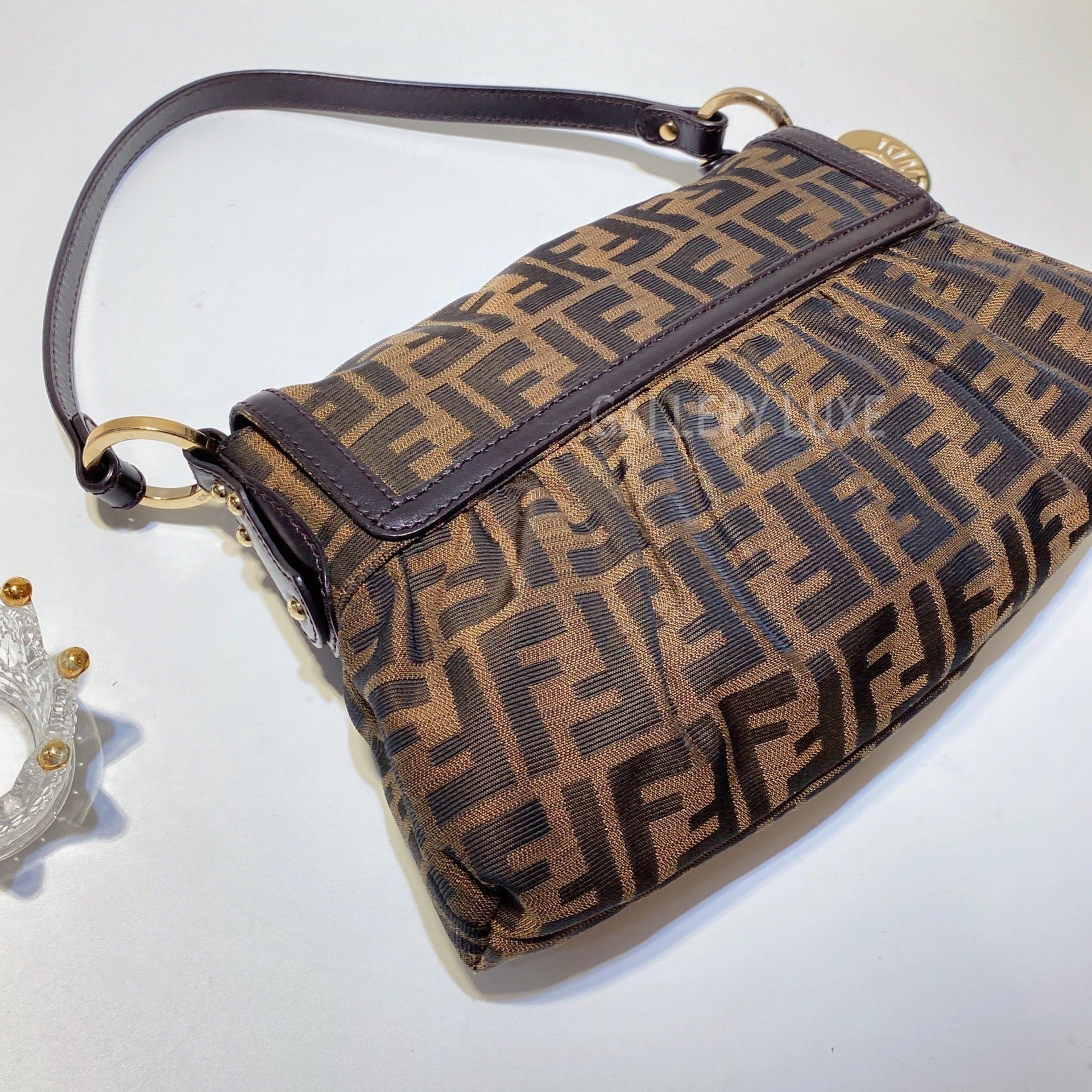 No.2960-Fendi Tobacco Zucca Canvas Shoulder Bag