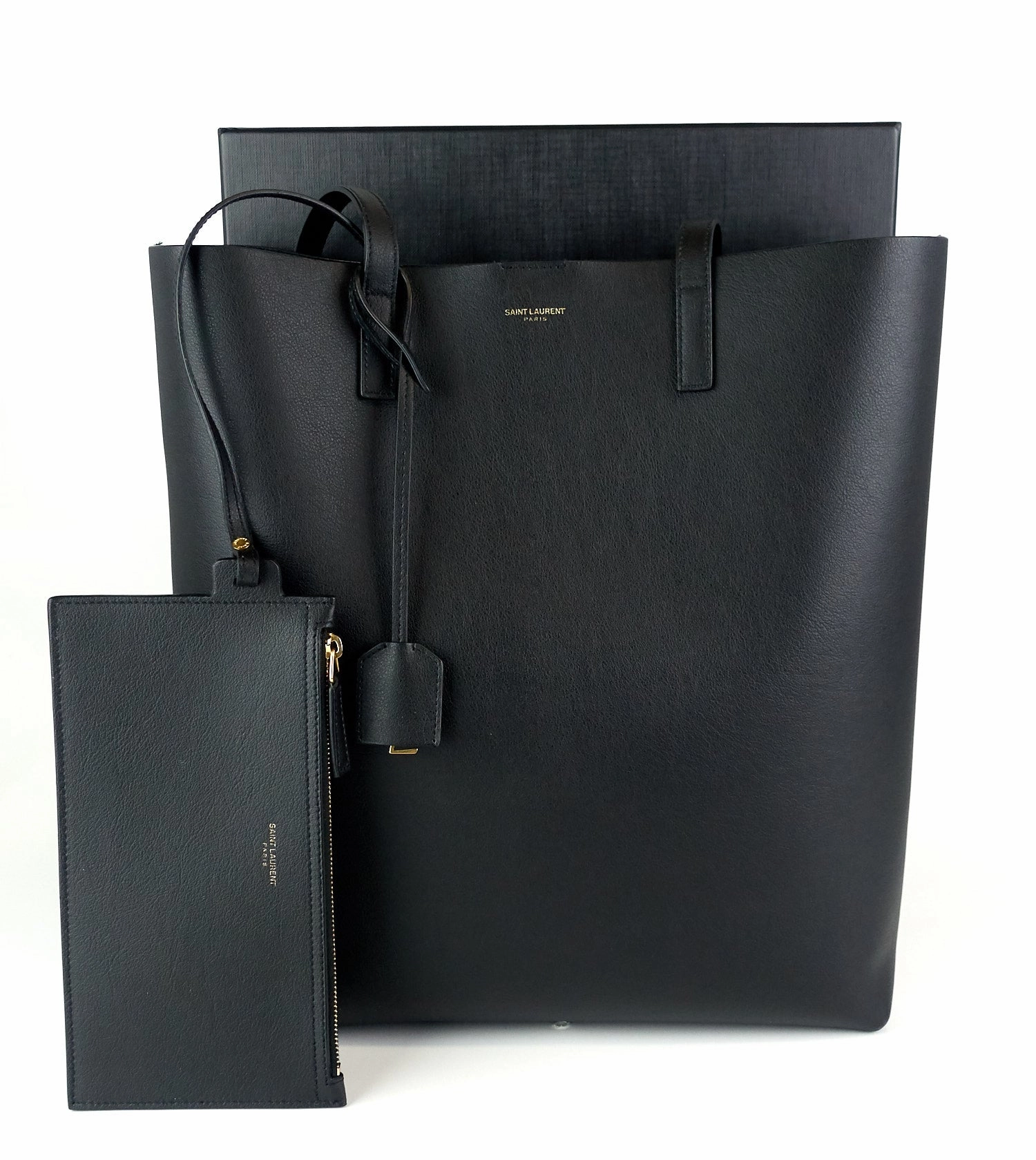 North South Supple Leather Shopper Tote Bag