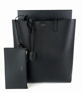 North South Supple Leather Shopper Tote Bag