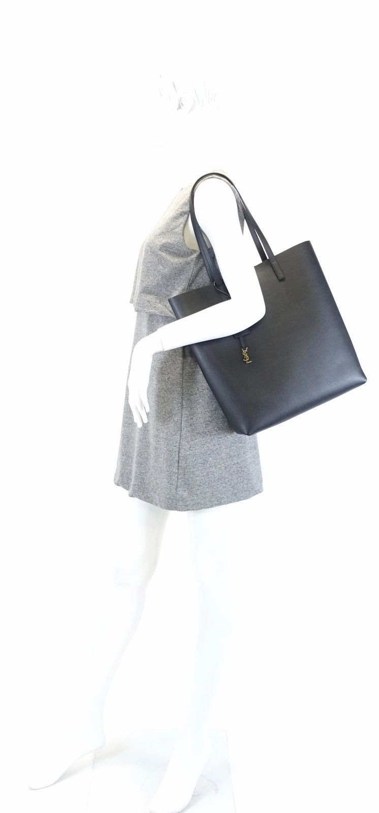 North South Supple Leather Shopper Tote Bag