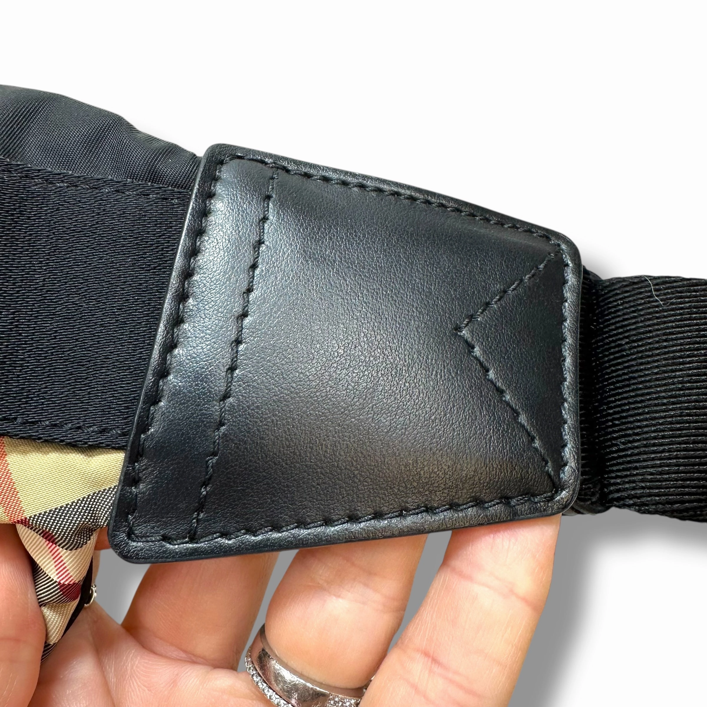 Nova Check Nylon Belt Bag Luxury Designer By Burberry, Size: Medium