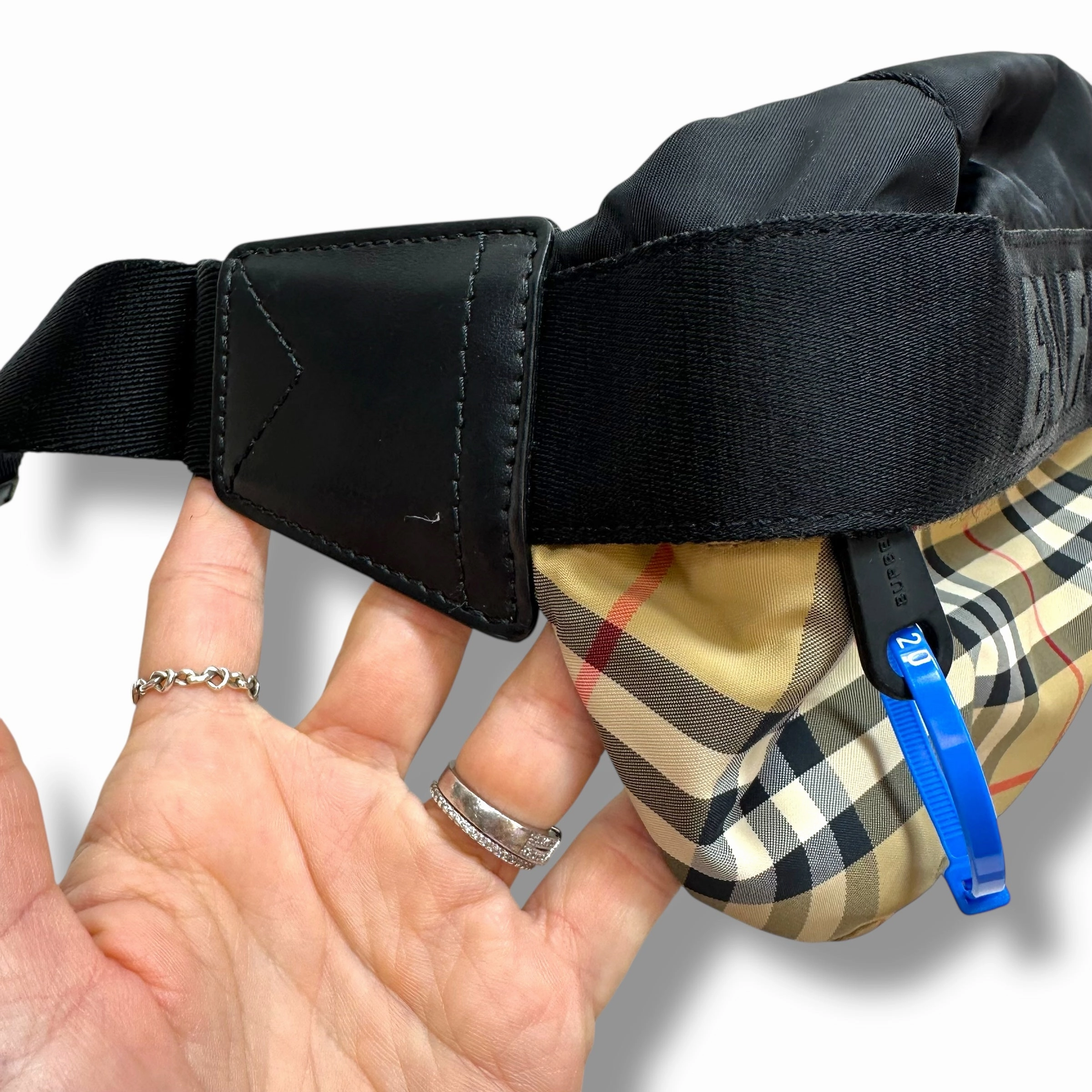 Nova Check Nylon Belt Bag Luxury Designer By Burberry, Size: Medium
