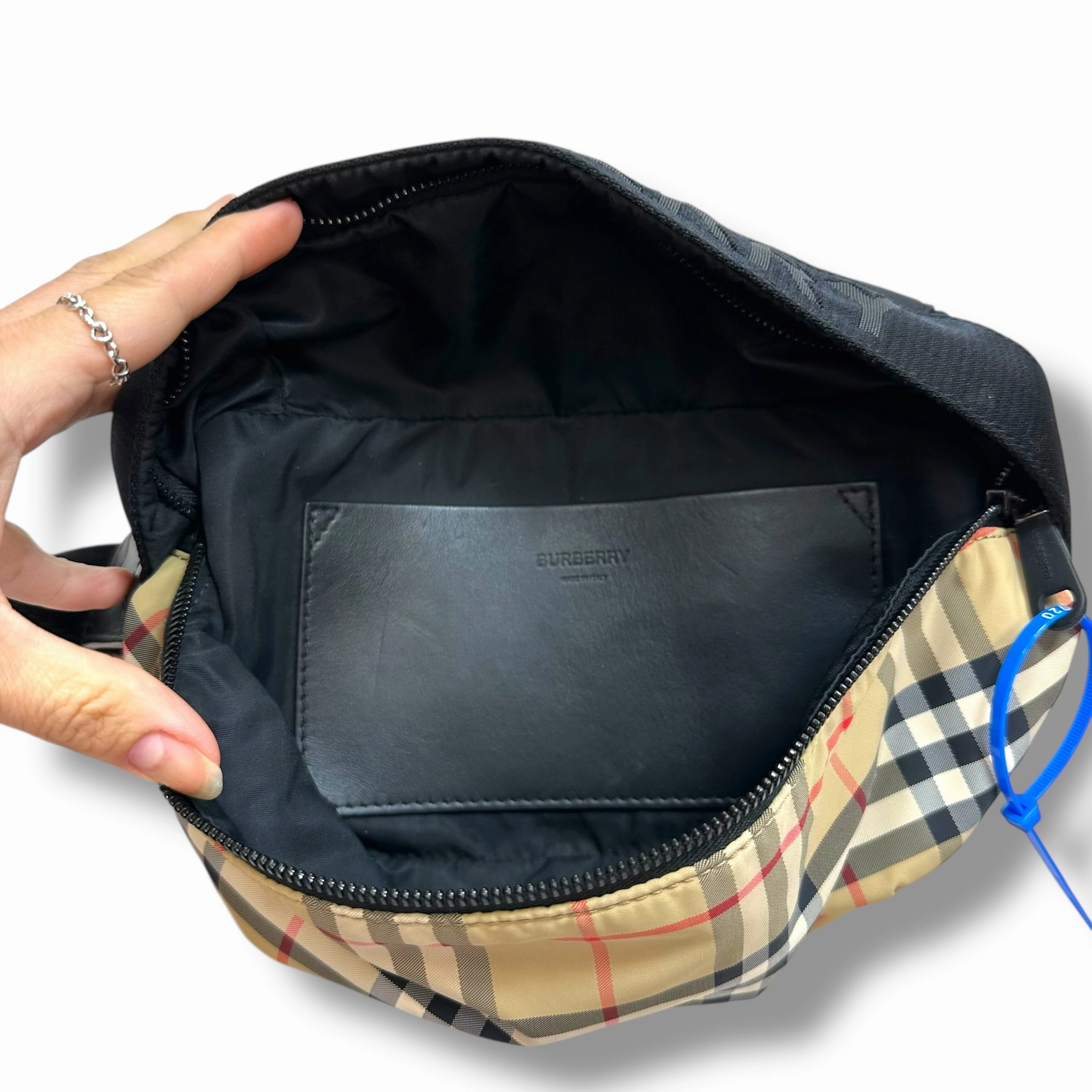 Nova Check Nylon Belt Bag Luxury Designer By Burberry, Size: Medium