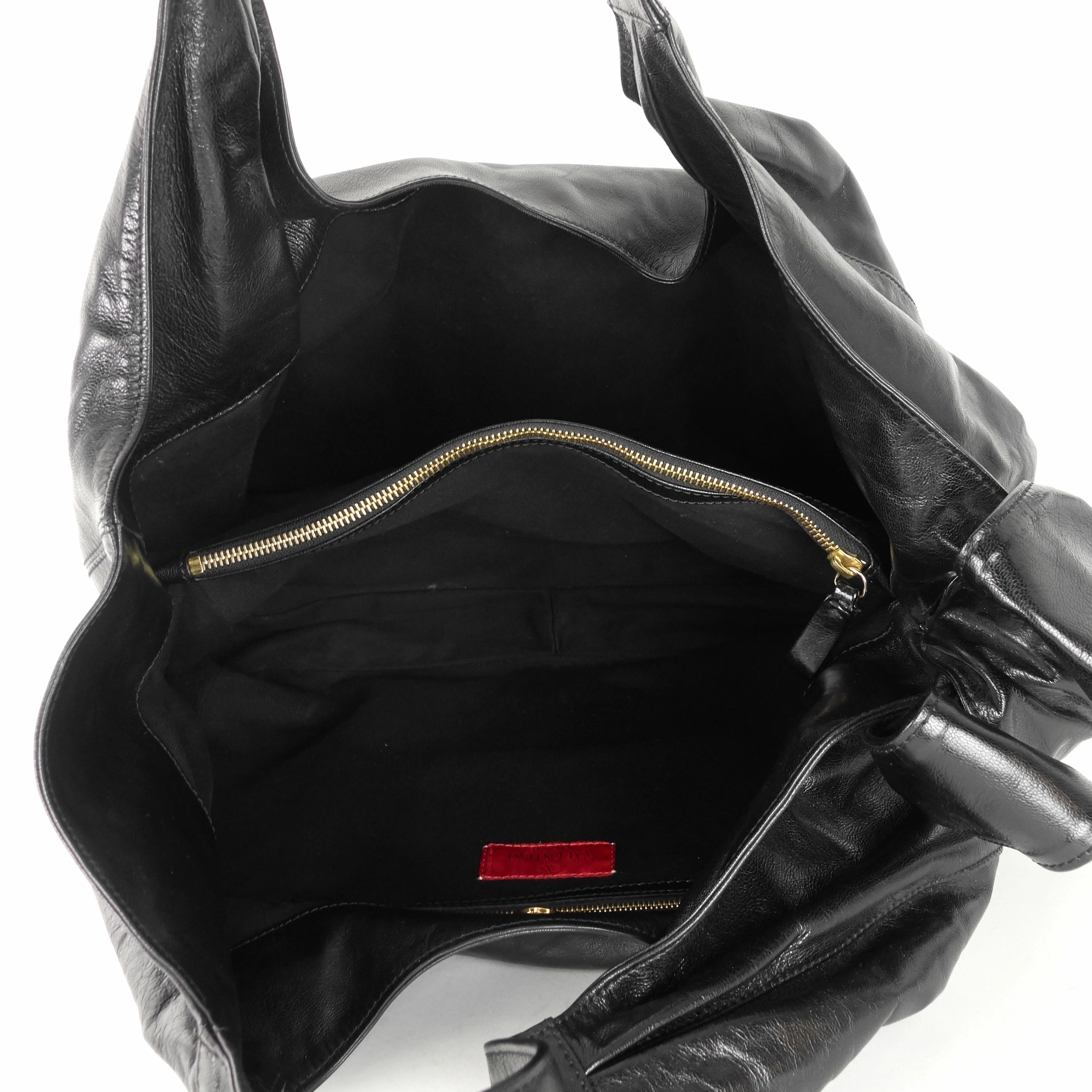 Nuage Bow Crinkled Leather Hobo Bag