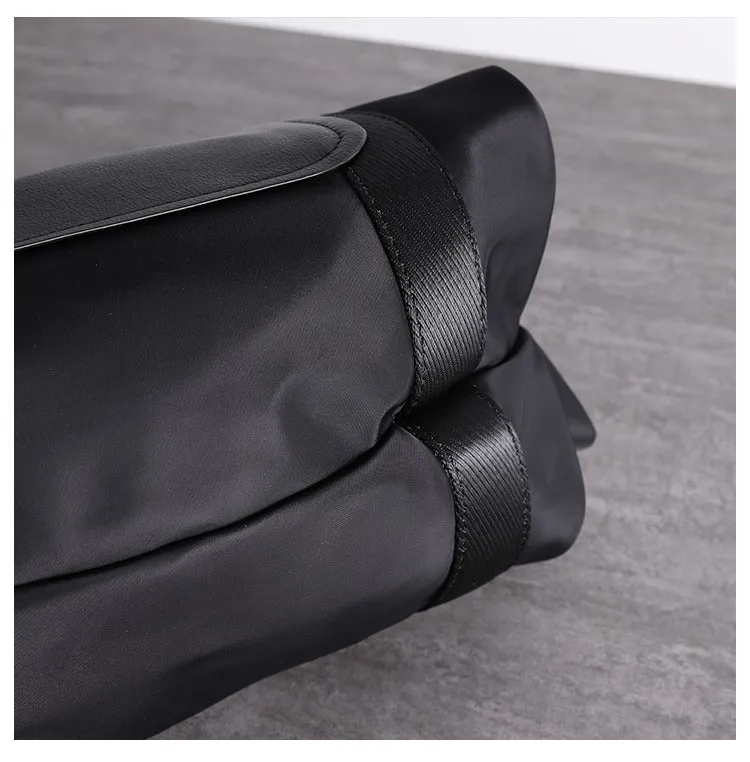 Nylon Leather Handbag Purse Womens Black Nylon Shoulder Purse Nylon Work Crossbody Purse for Ladies