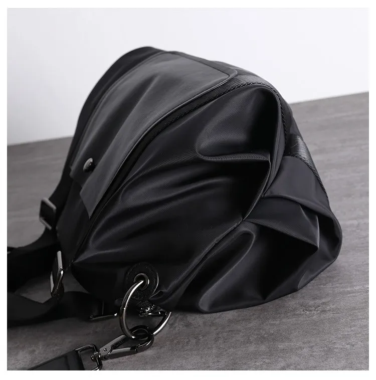 Nylon Leather Handbag Purse Womens Black Nylon Shoulder Purse Nylon Work Crossbody Purse for Ladies