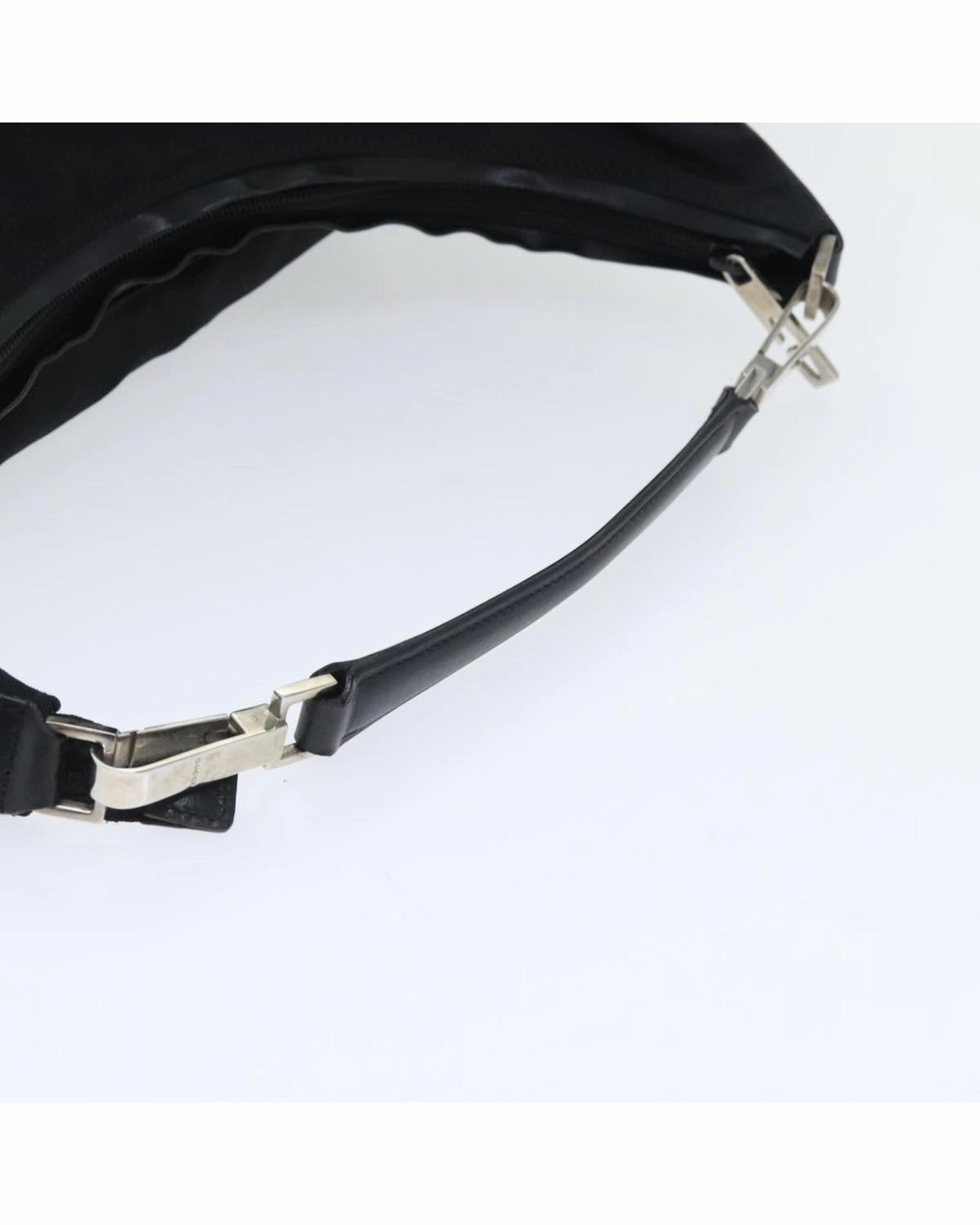 Nylon Leather Shoulder Bag with Silver Accents