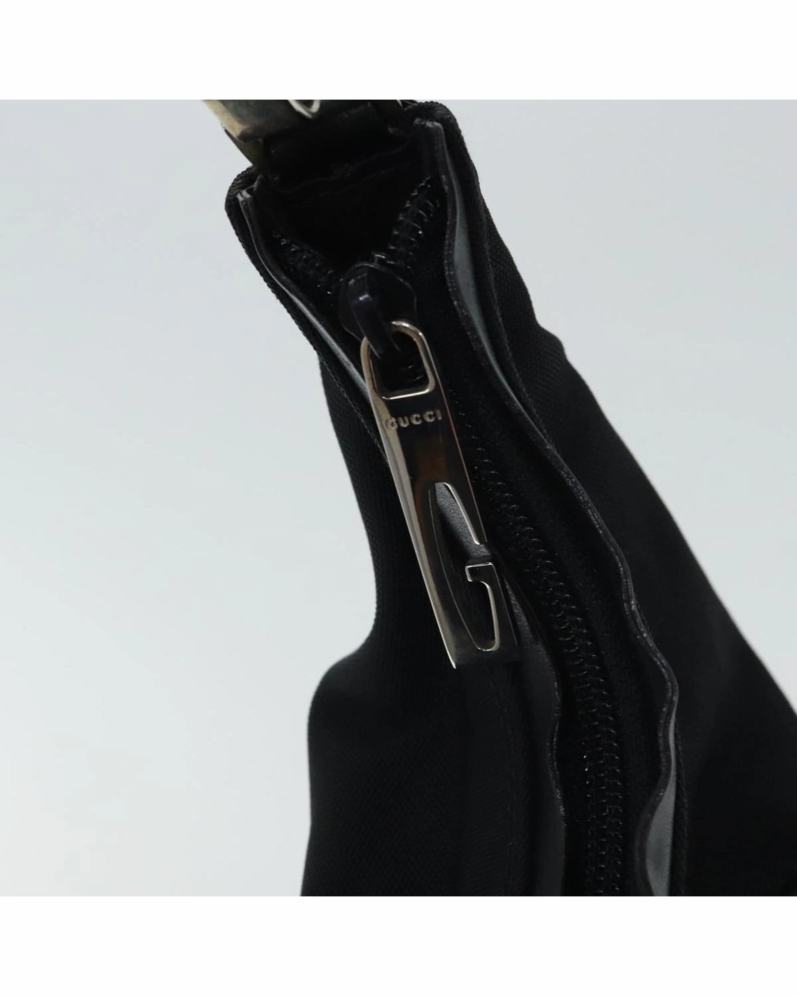 Nylon Leather Shoulder Bag with Silver Accents