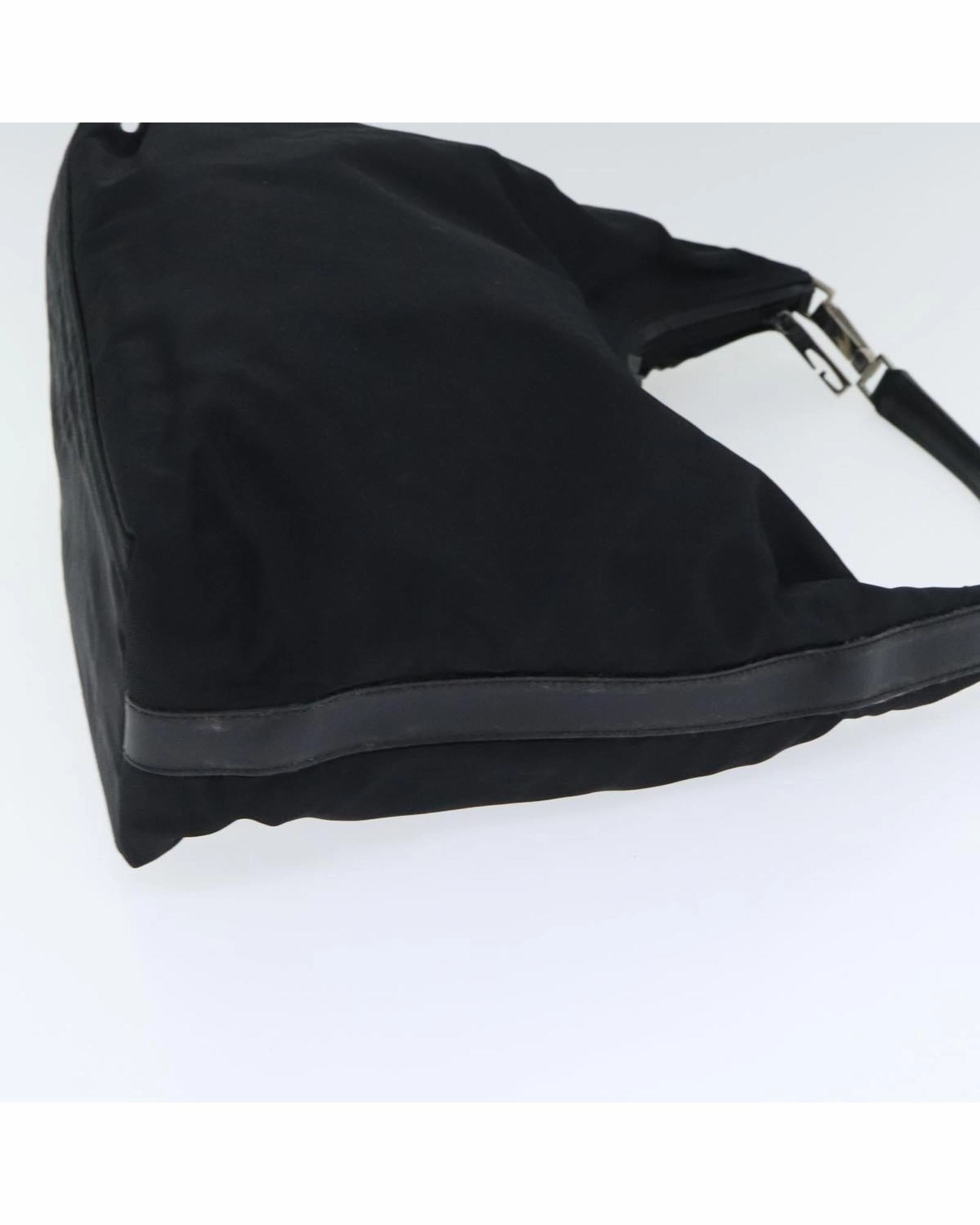 Nylon Leather Shoulder Bag with Silver Accents