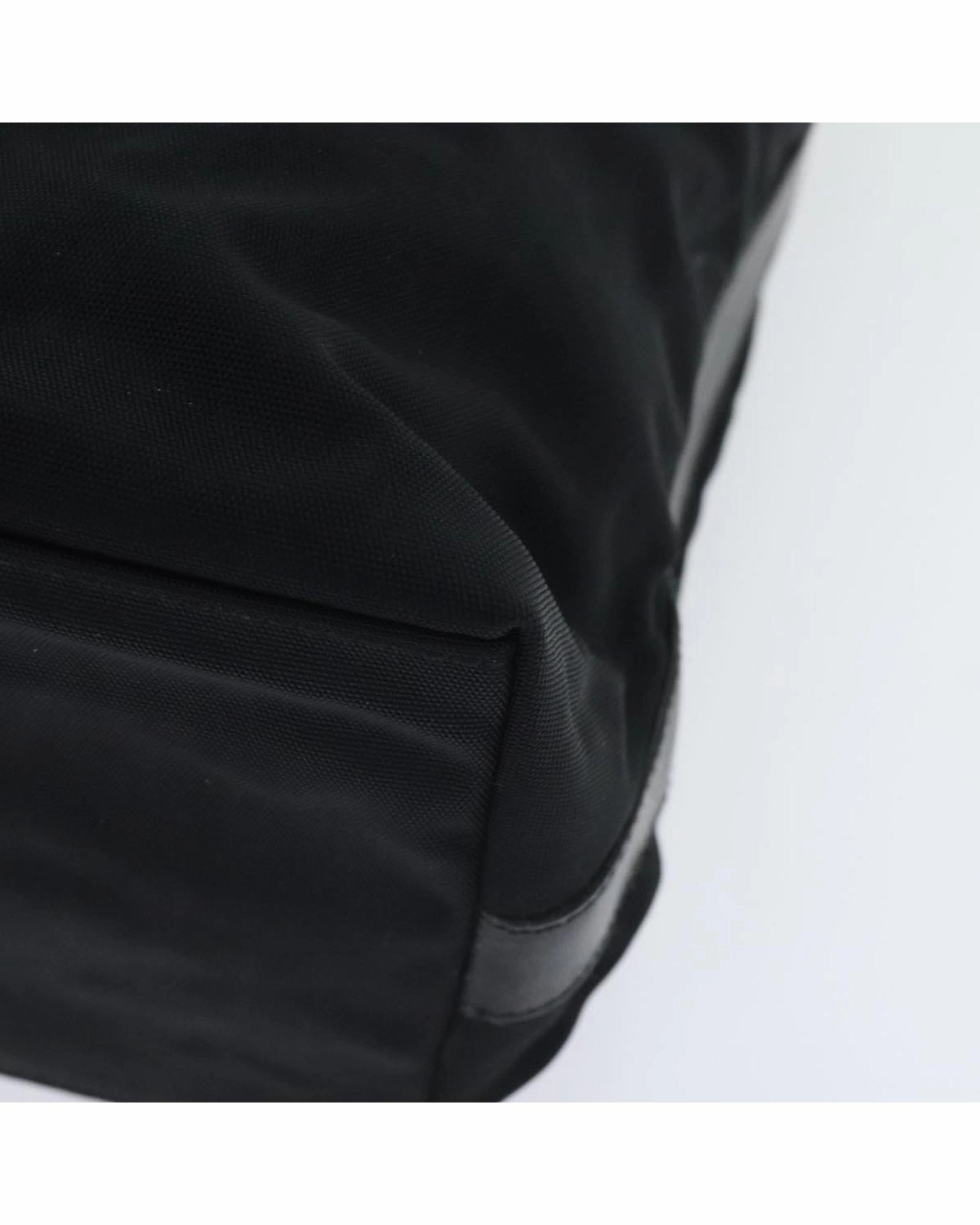 Nylon Leather Shoulder Bag with Silver Accents
