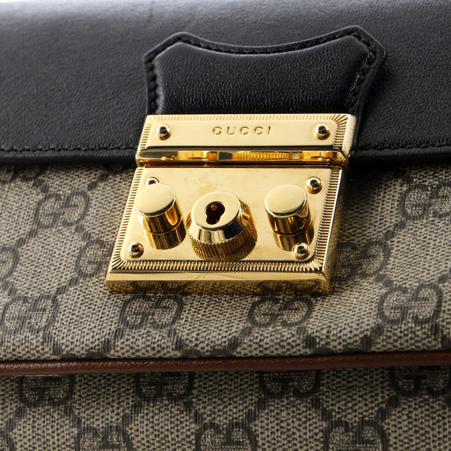 Padlock Front Pocket Flap Shoulder Bag GG Coated Canvas and Leather Mini