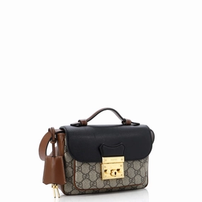 Padlock Front Pocket Flap Shoulder Bag GG Coated Canvas and Leather Mini