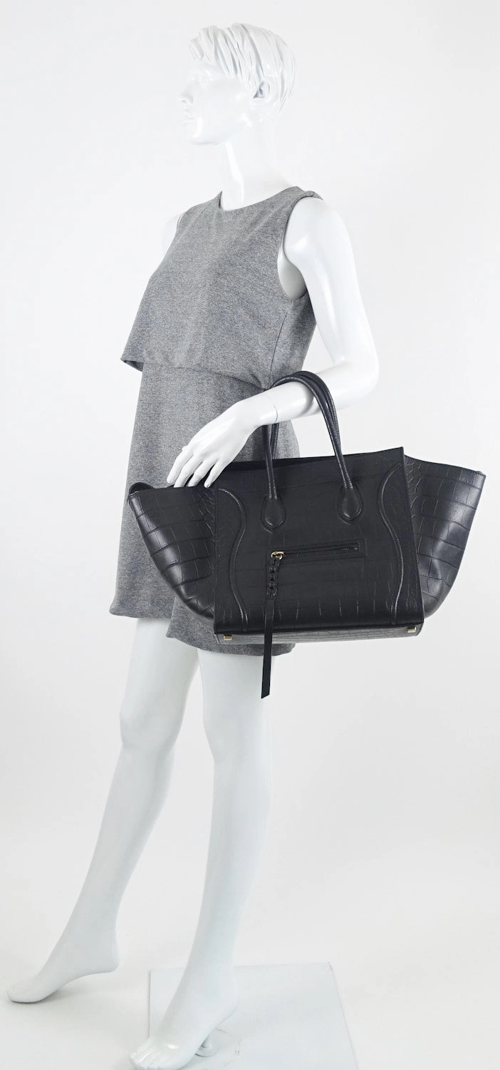 Phantom Crocodile Embossed Calf Leather Medium Bag