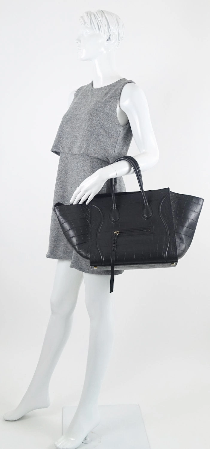 Phantom Crocodile Embossed Calf Leather Medium Bag