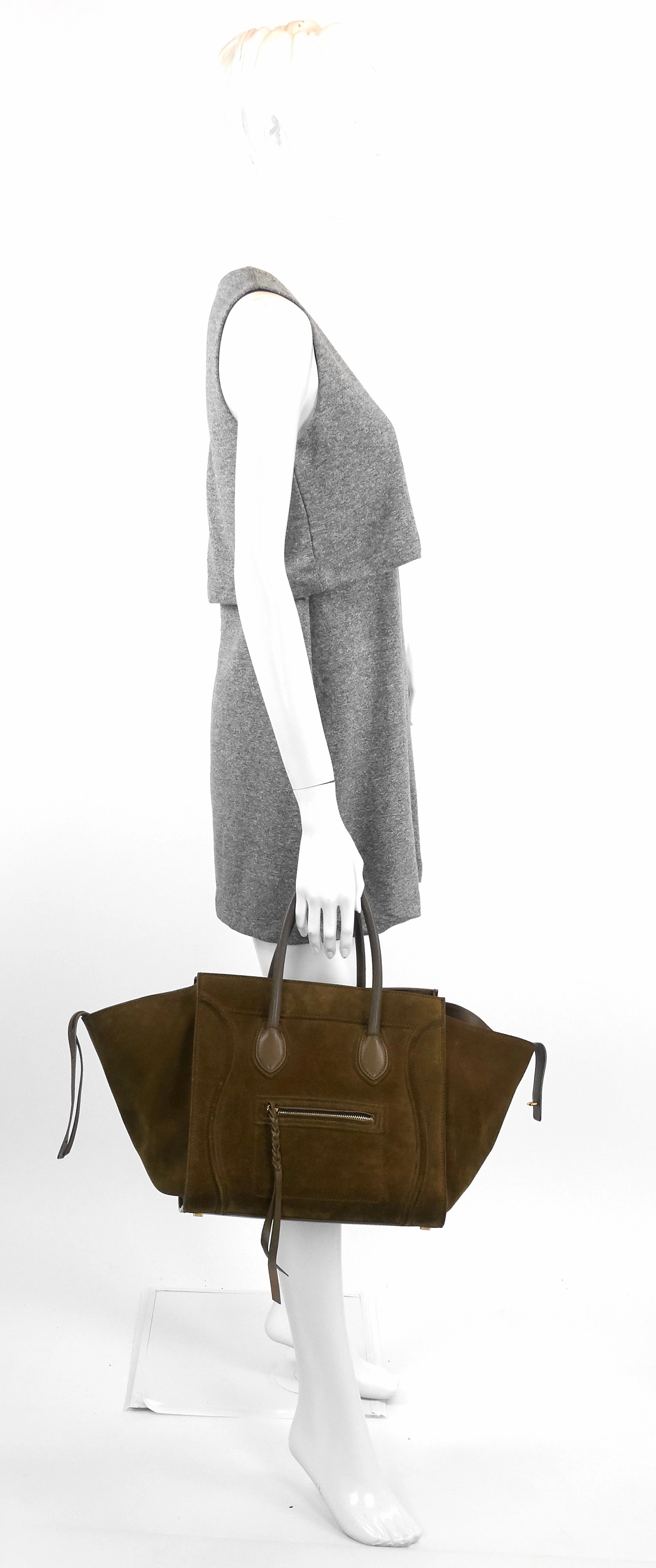 Phantom Medium Khaki Suede Tote Bag