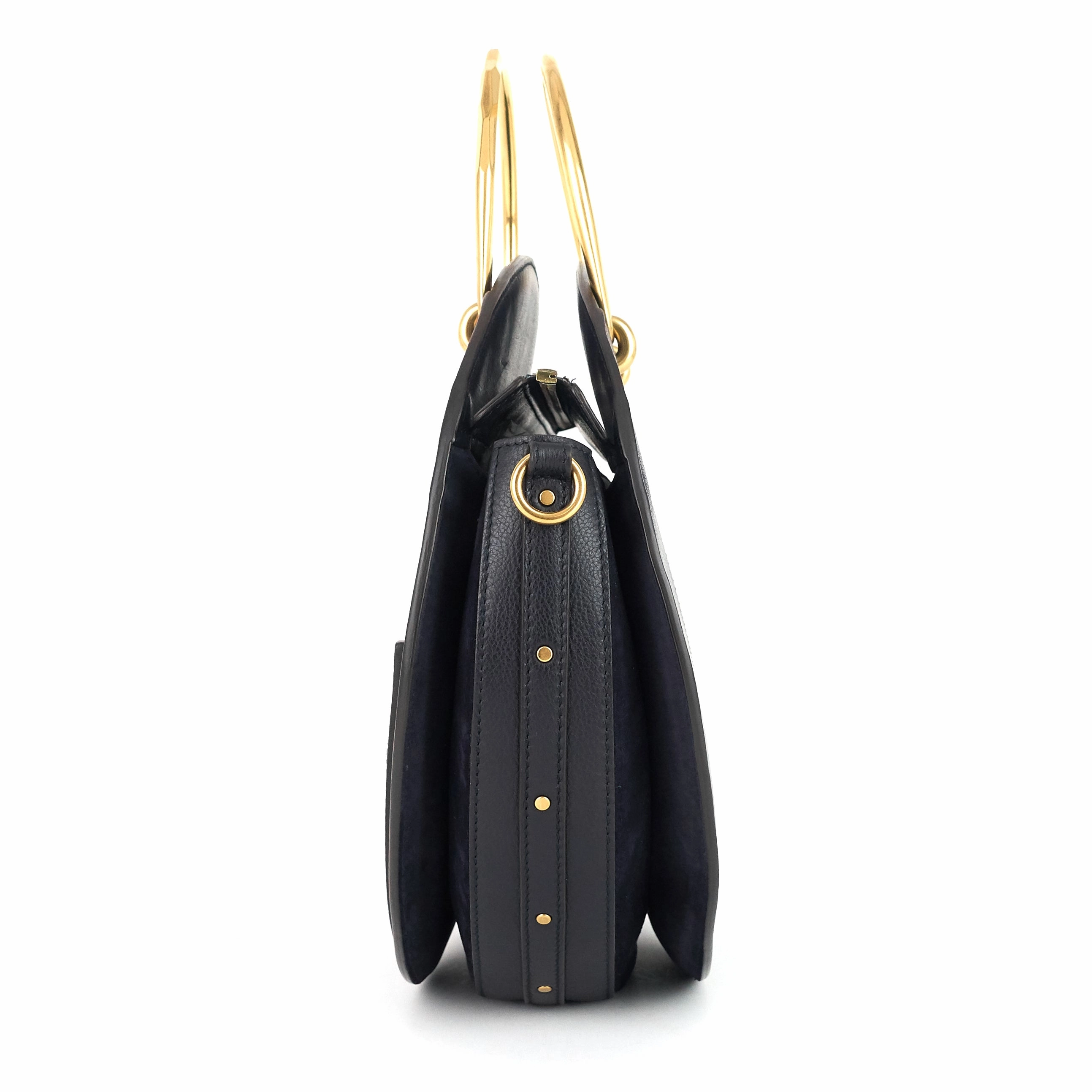 Pixie Medium Calfskin and Suede Double Handle Bag