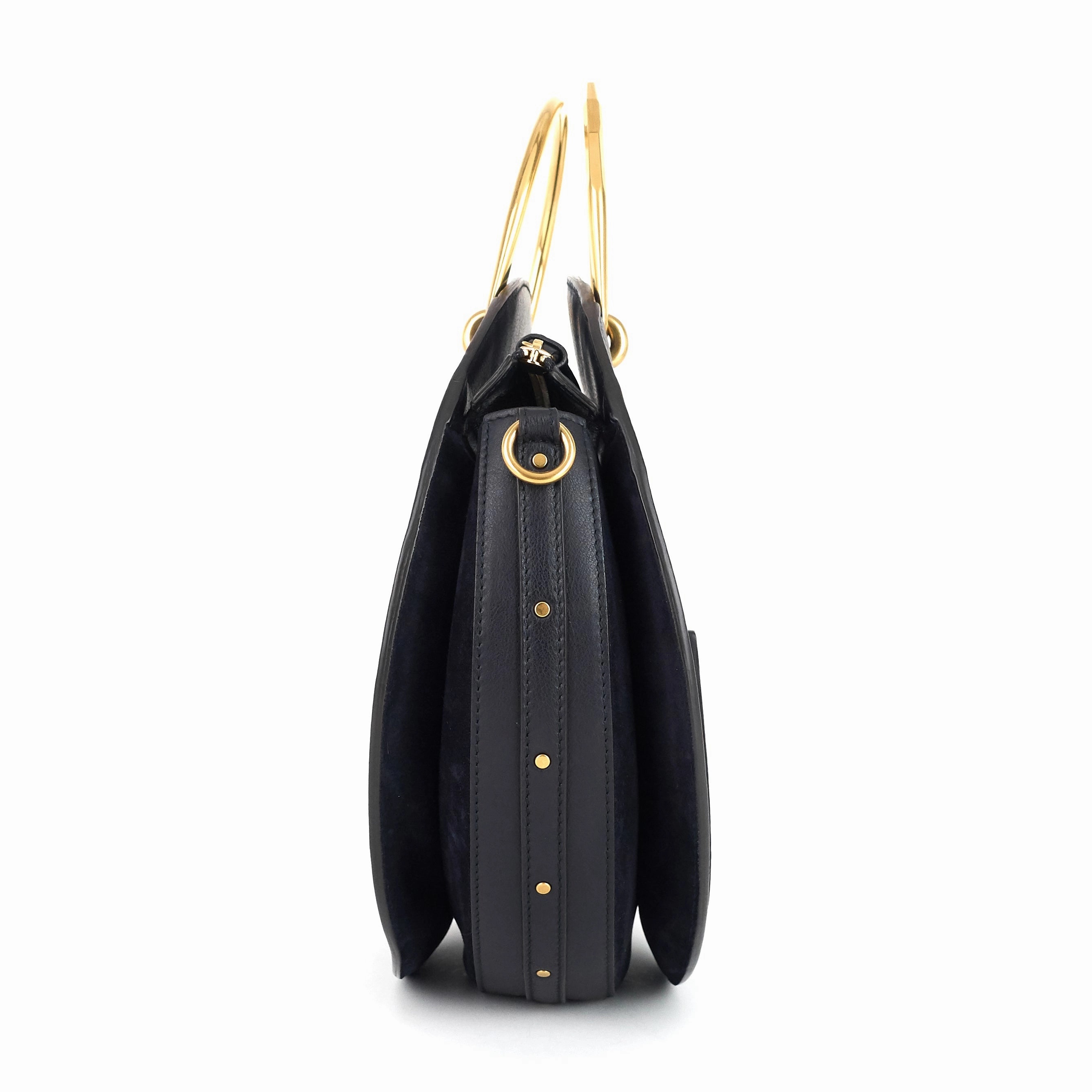 Pixie Medium Calfskin and Suede Double Handle Bag