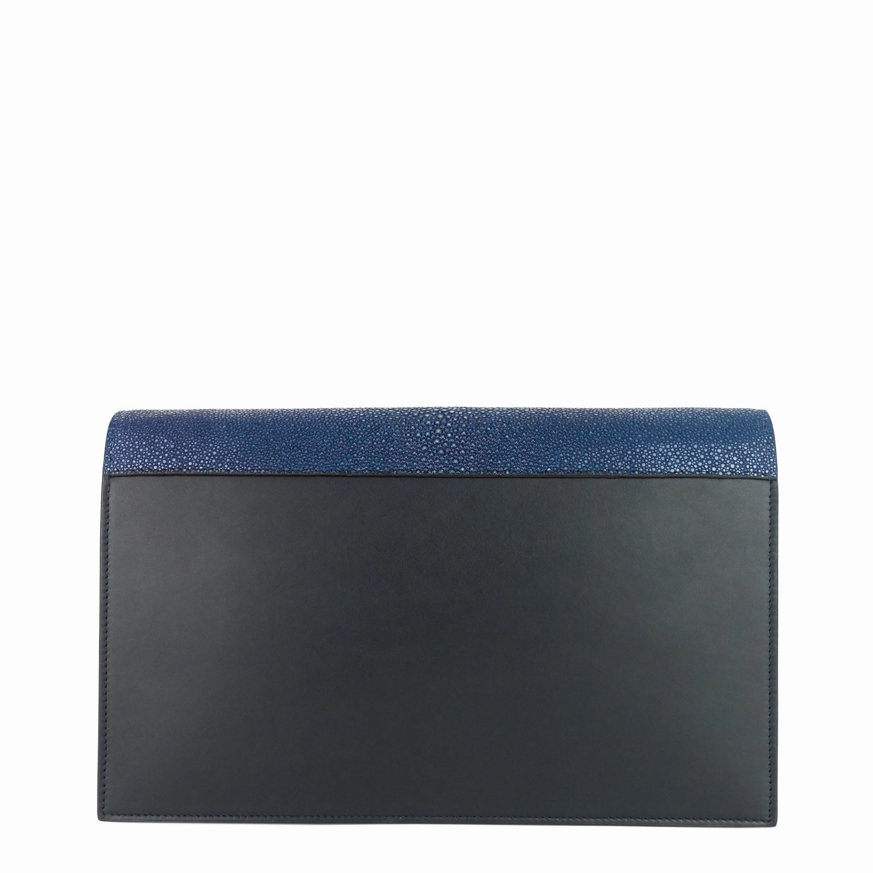 Pocket Evening Leather and Shagreen Flap on Chain Bag