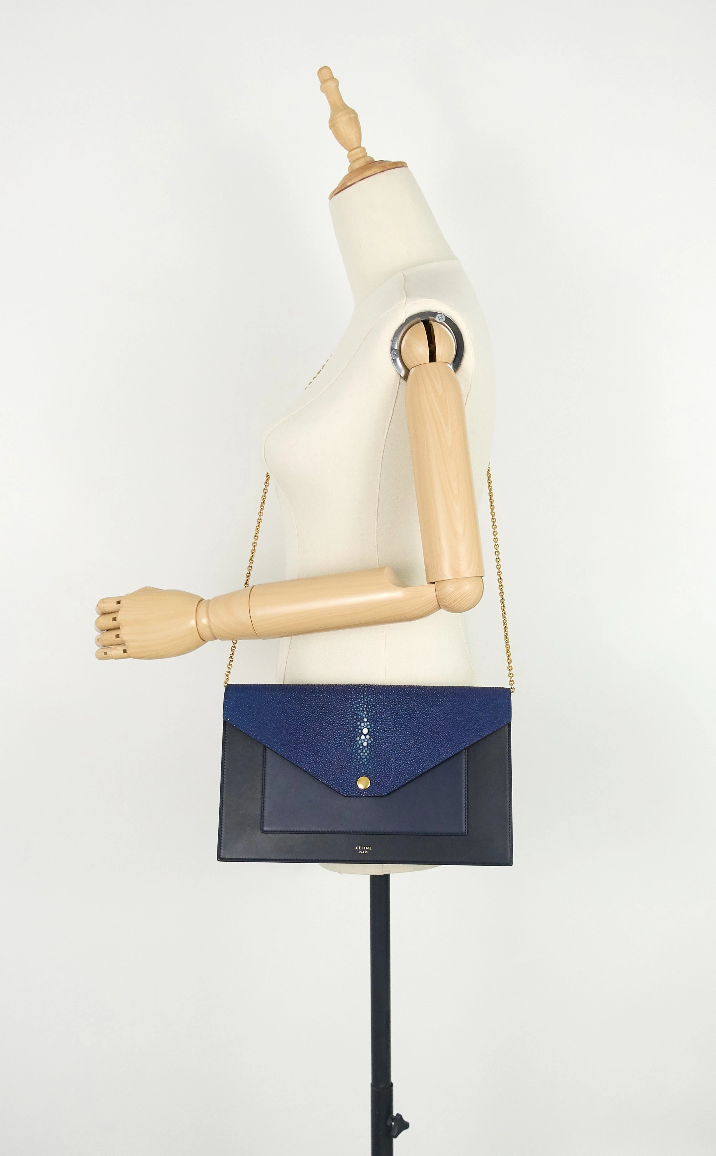 Pocket Evening Leather and Shagreen Flap on Chain Bag