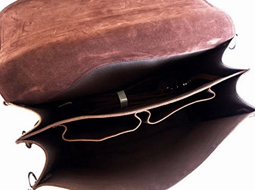 Polare Men'S Full Grain Leather 16'' Briefcase Shoulder Messenger Bag Fit 15.6'' Laptop