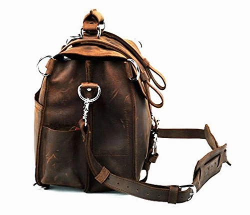Polare Men'S Full Grain Leather 16'' Briefcase Shoulder Messenger Bag Fit 15.6'' Laptop