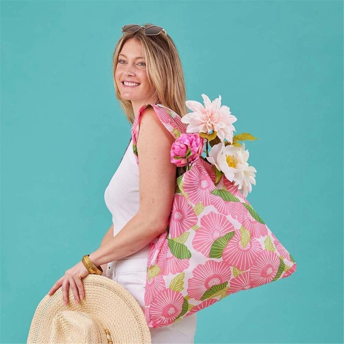 Poppy Papaver blu Reusable Shopping Bag-Machine washable