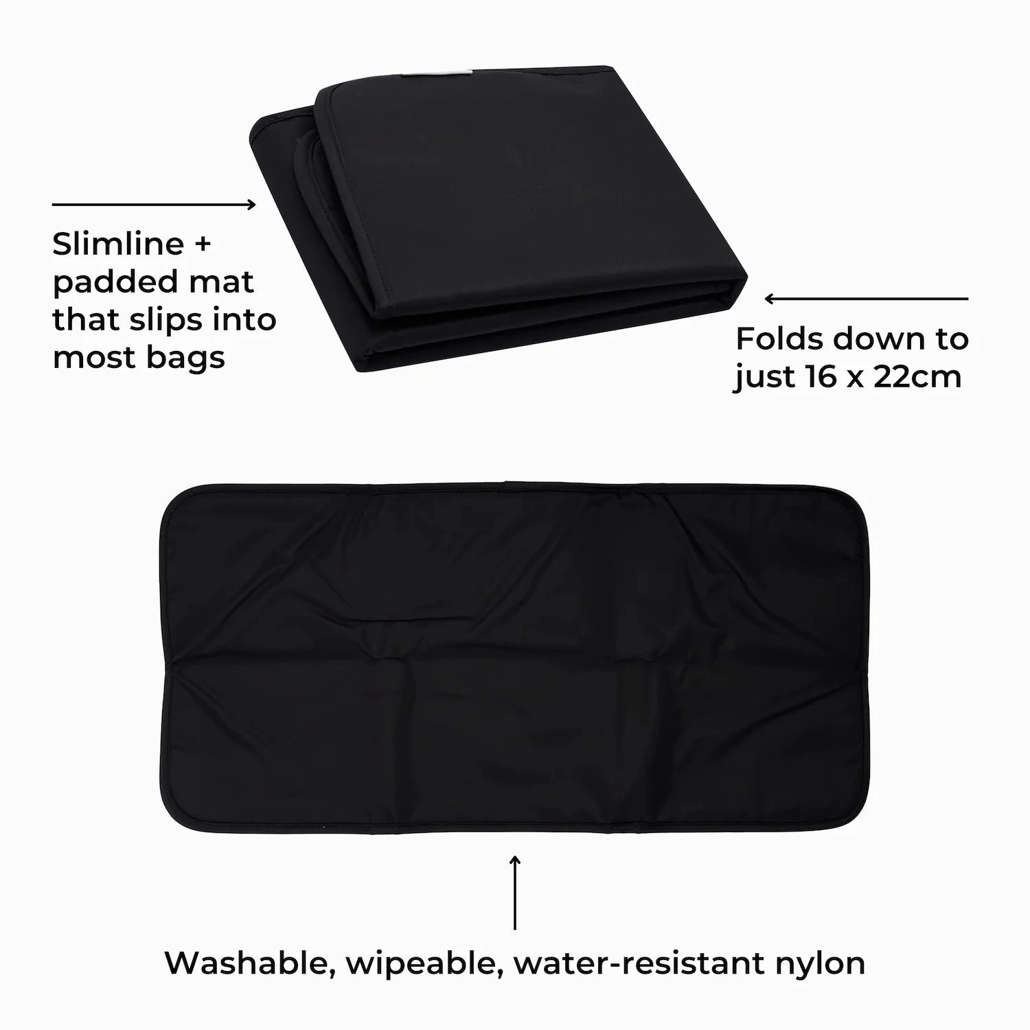 Portable Slimline Nappy Change Mat -- Black