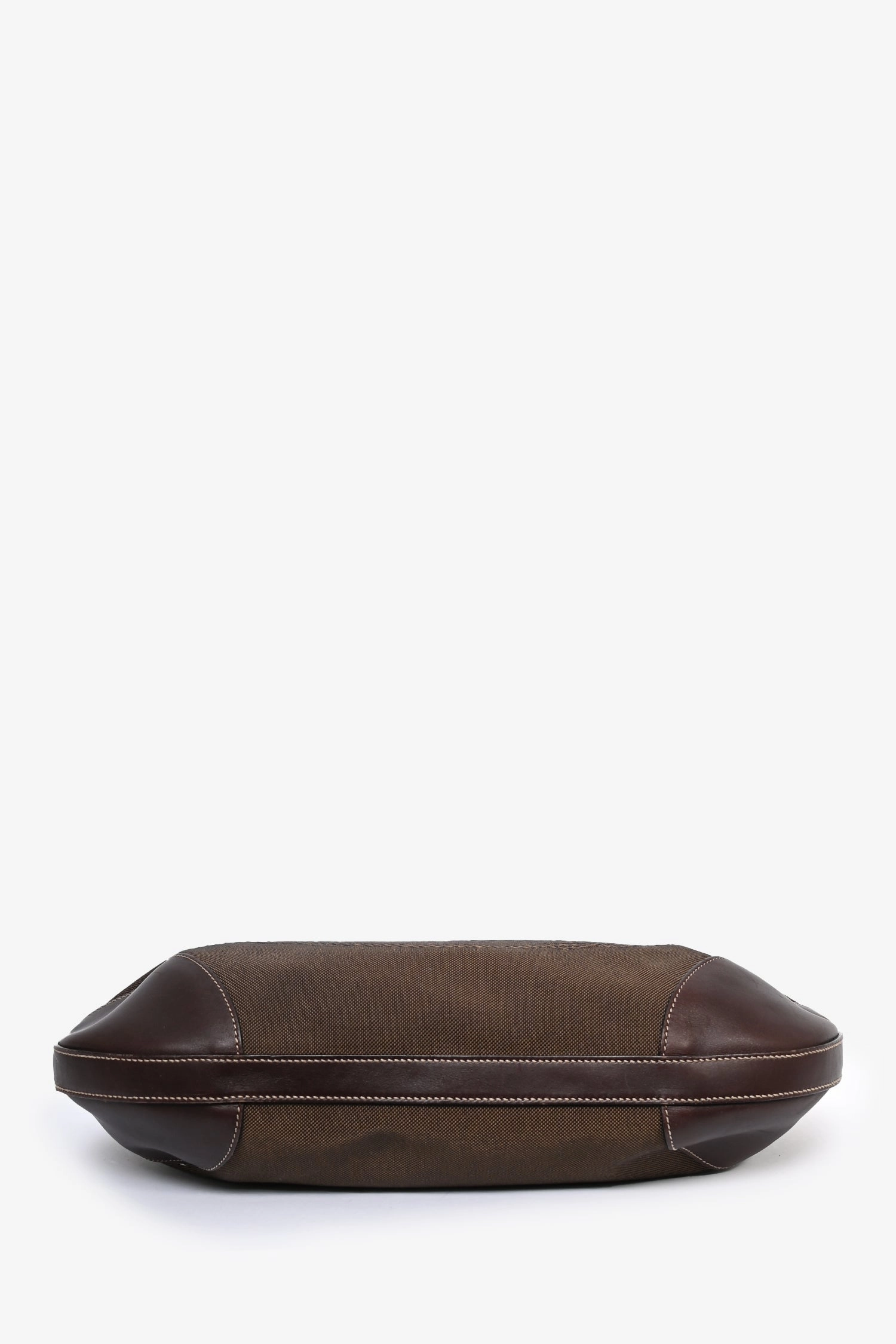 Prada 2000s Brown Canvas/Leather Trimmed 'Canapa' Shoulder Bag