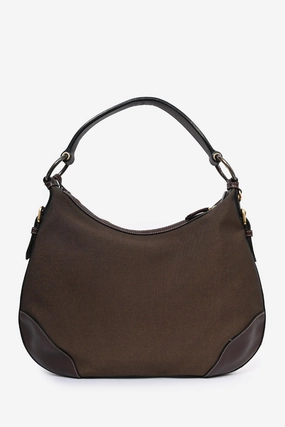 Prada 2000s Brown Canvas/Leather Trimmed 'Canapa' Shoulder Bag