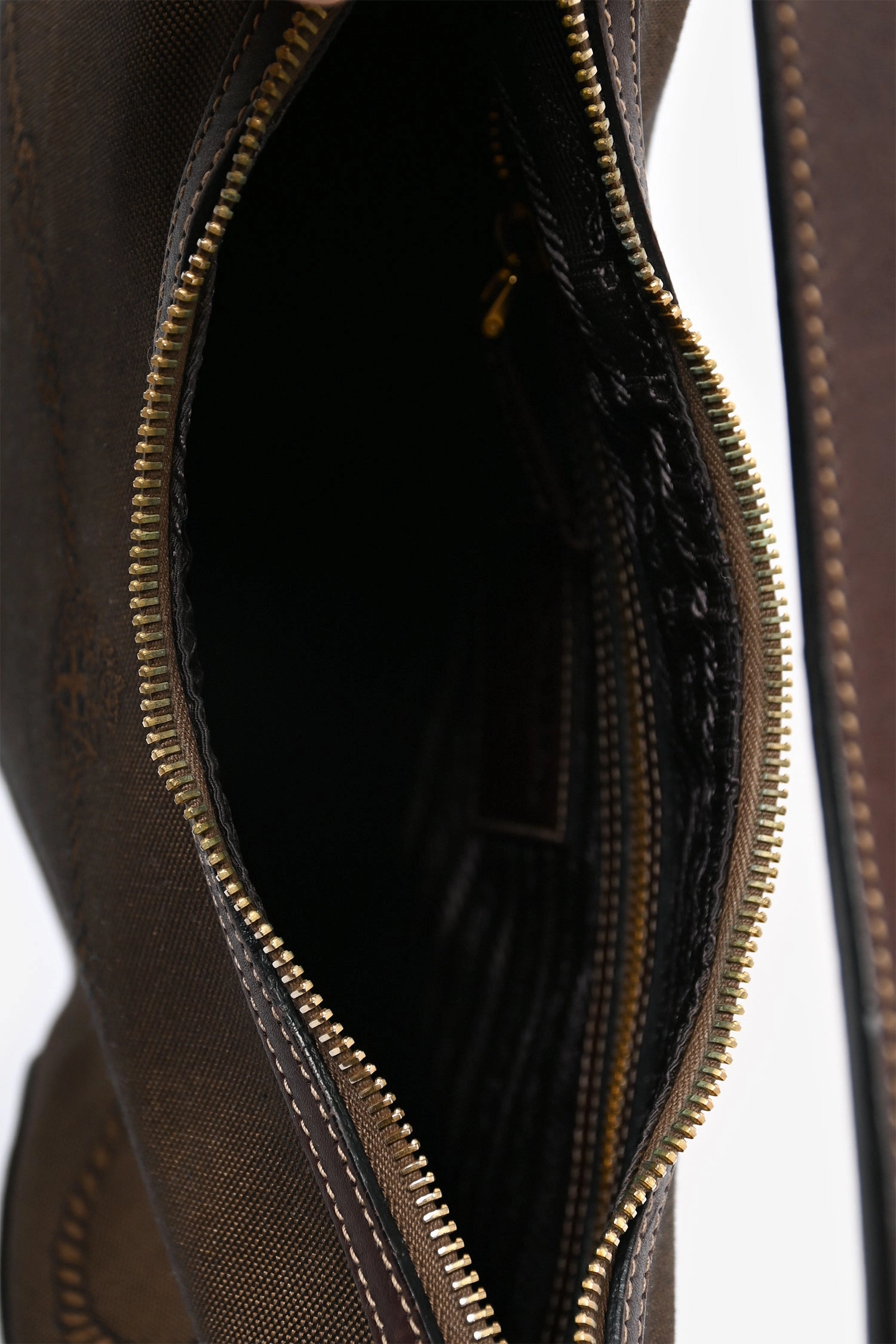 Prada 2000s Brown Canvas/Leather Trimmed 'Canapa' Shoulder Bag