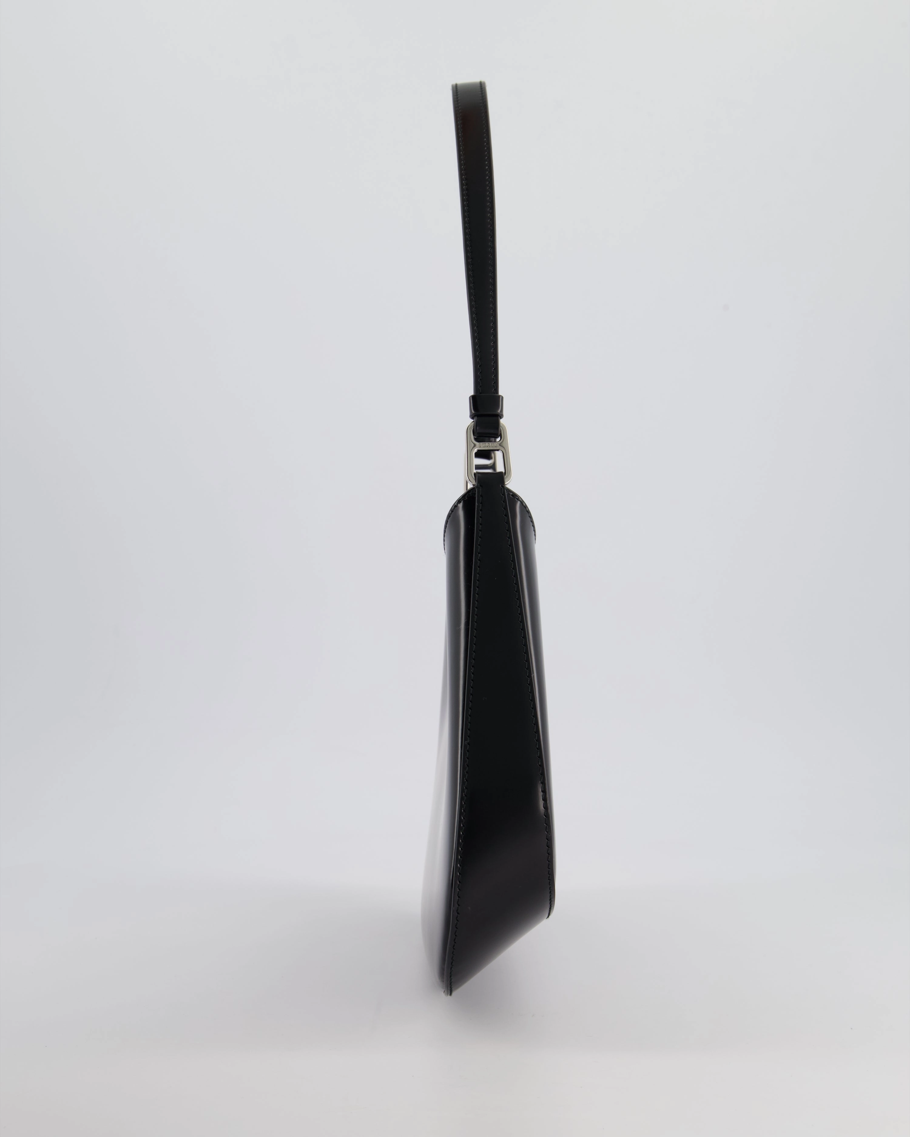 Prada Black Cleo Brushed Leather Shoulder Bag RRP 2400