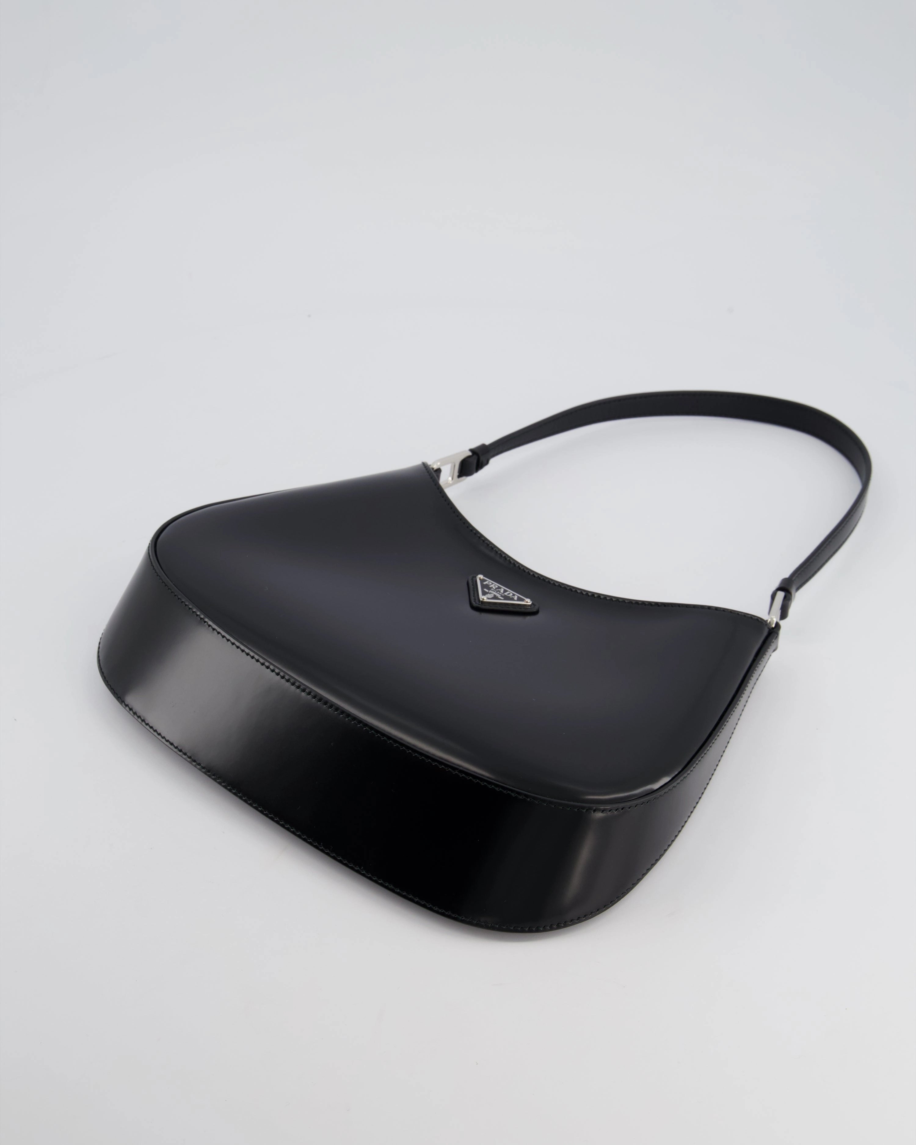 Prada Black Cleo Brushed Leather Shoulder Bag RRP 2400