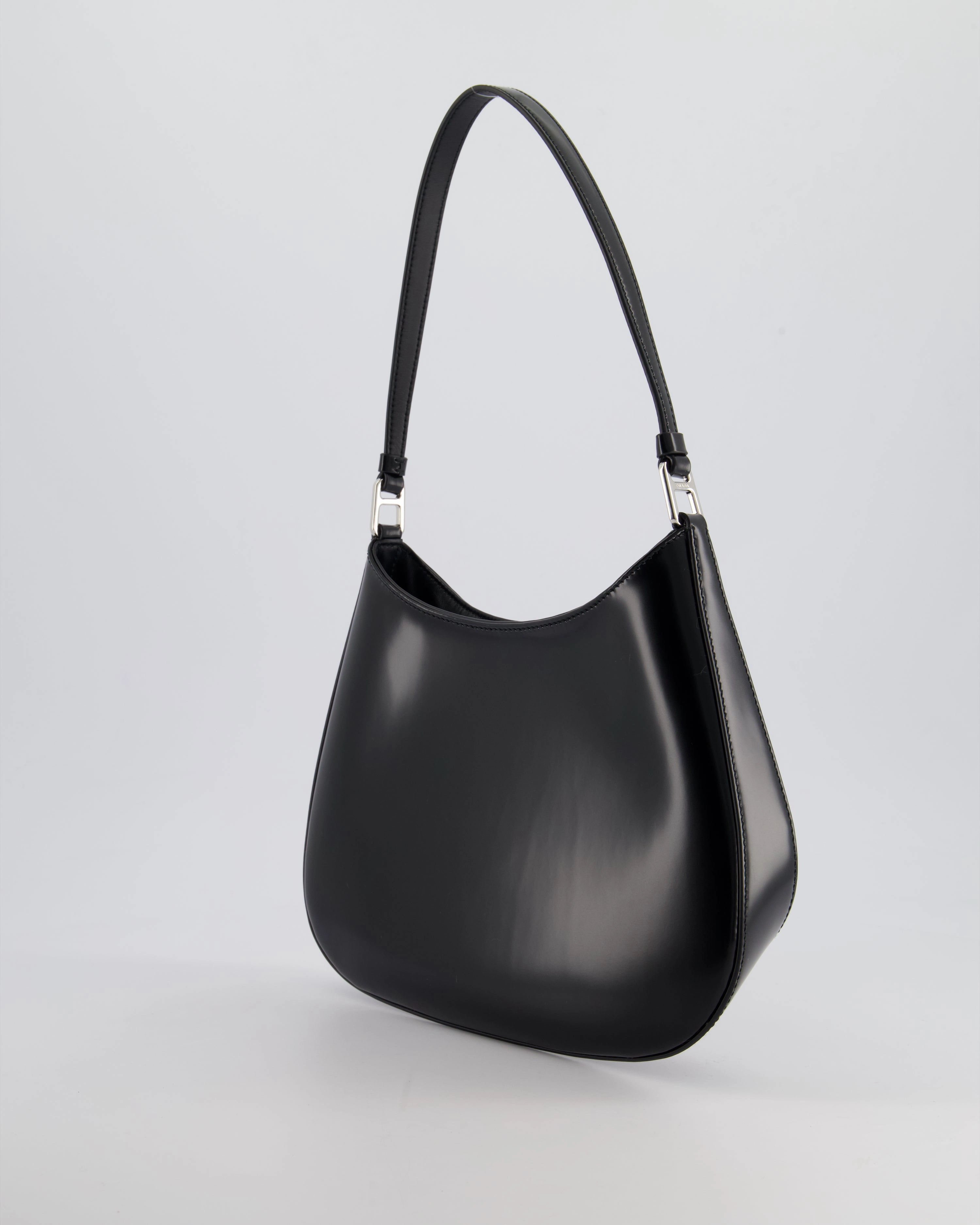 Prada Black Cleo Brushed Leather Shoulder Bag RRP 2400