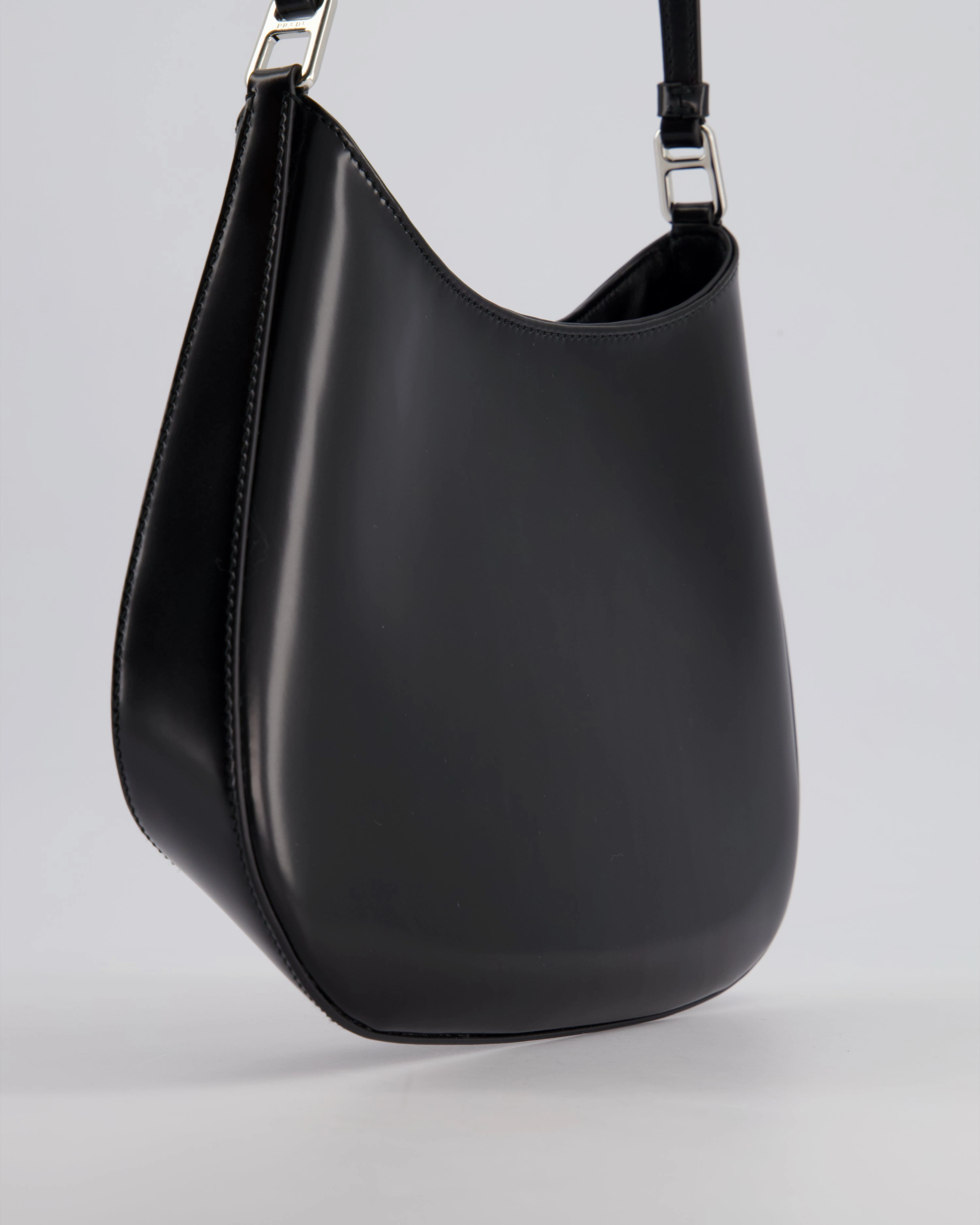 Prada Black Cleo Brushed Leather Shoulder Bag RRP 2400