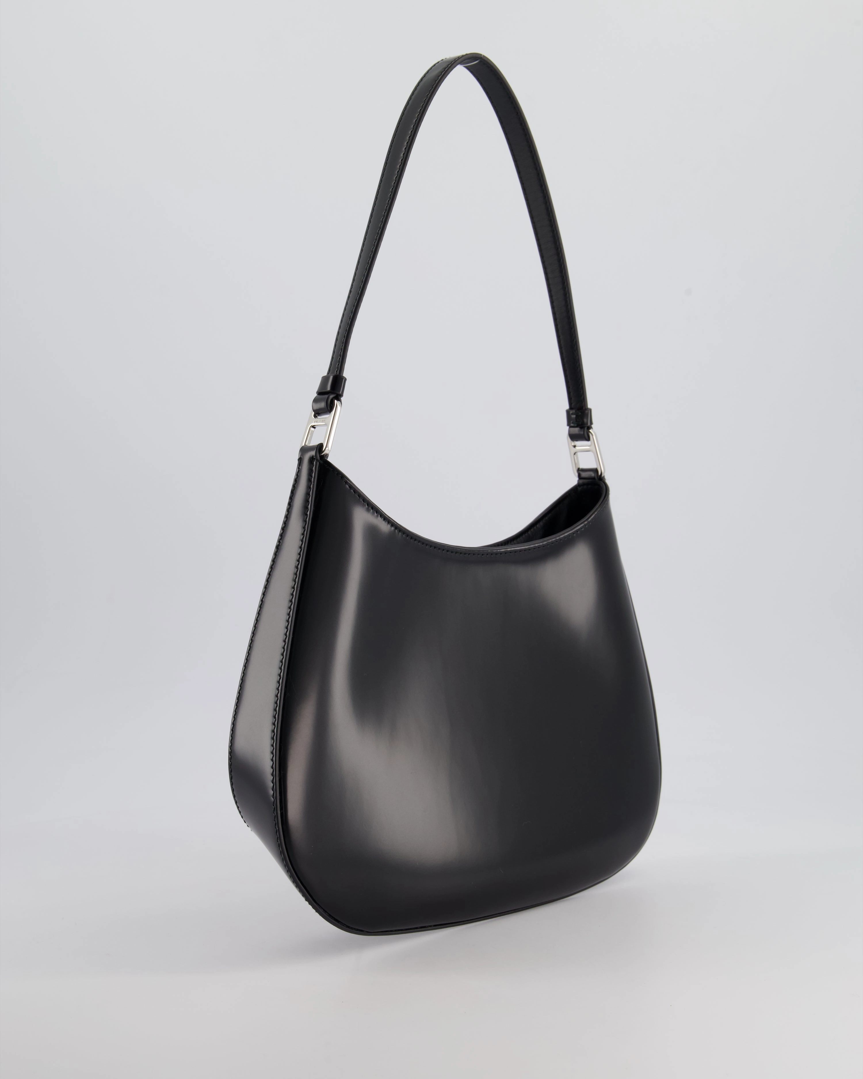 Prada Black Cleo Brushed Leather Shoulder Bag RRP 2400
