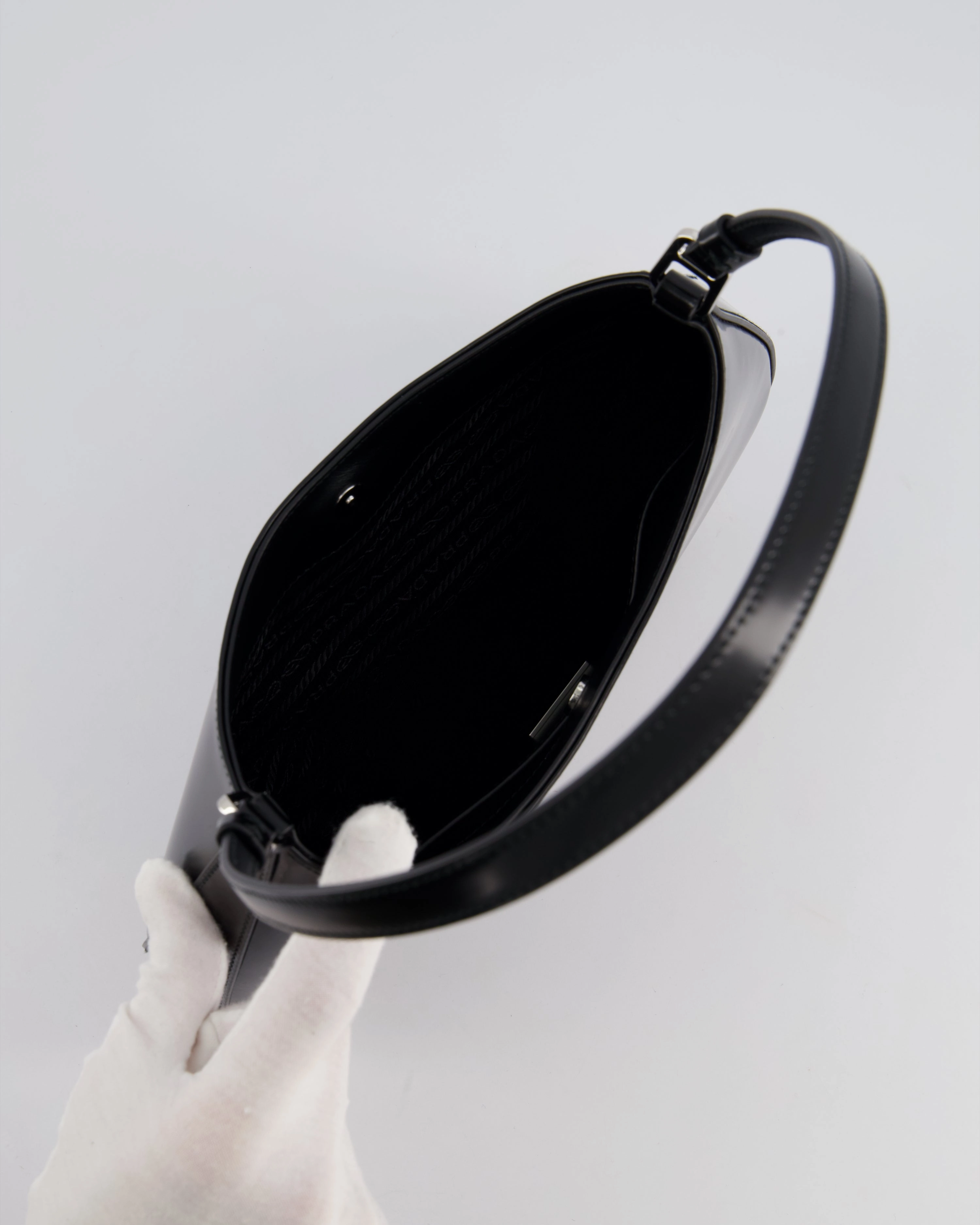 Prada Black Cleo Brushed Leather Shoulder Bag RRP 2400