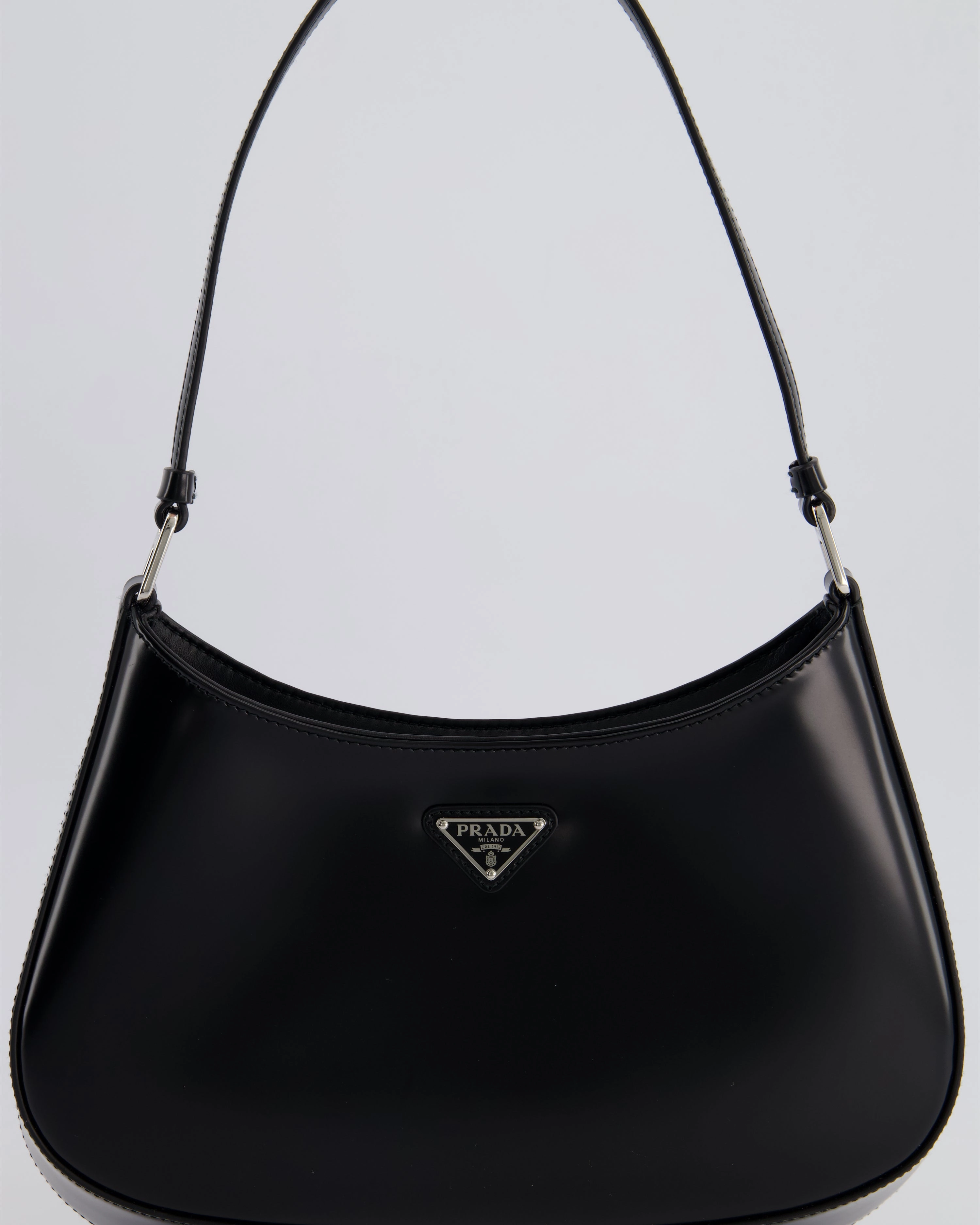 Prada Black Cleo Brushed Leather Shoulder Bag RRP 2400