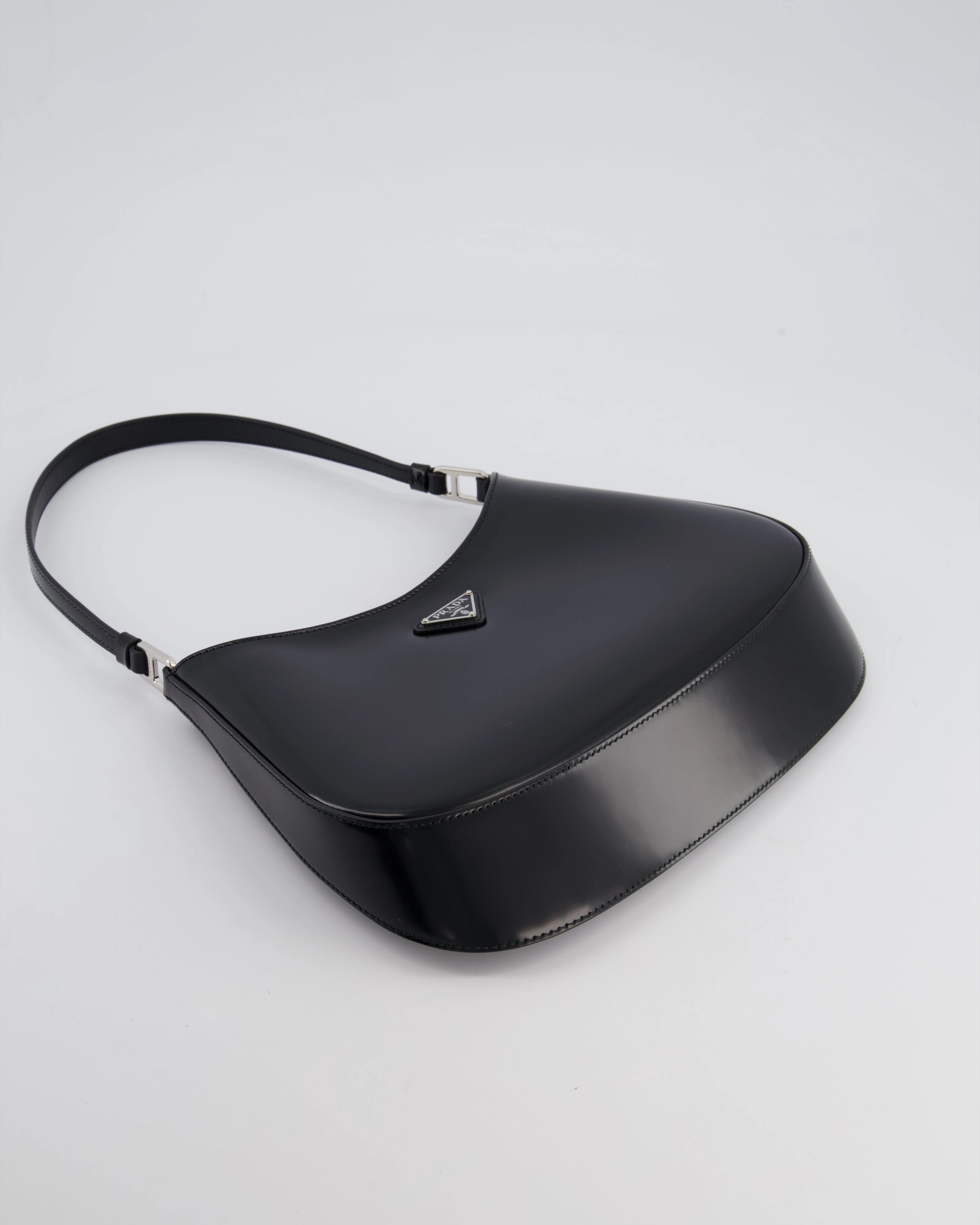 Prada Black Cleo Brushed Leather Shoulder Bag RRP 2400