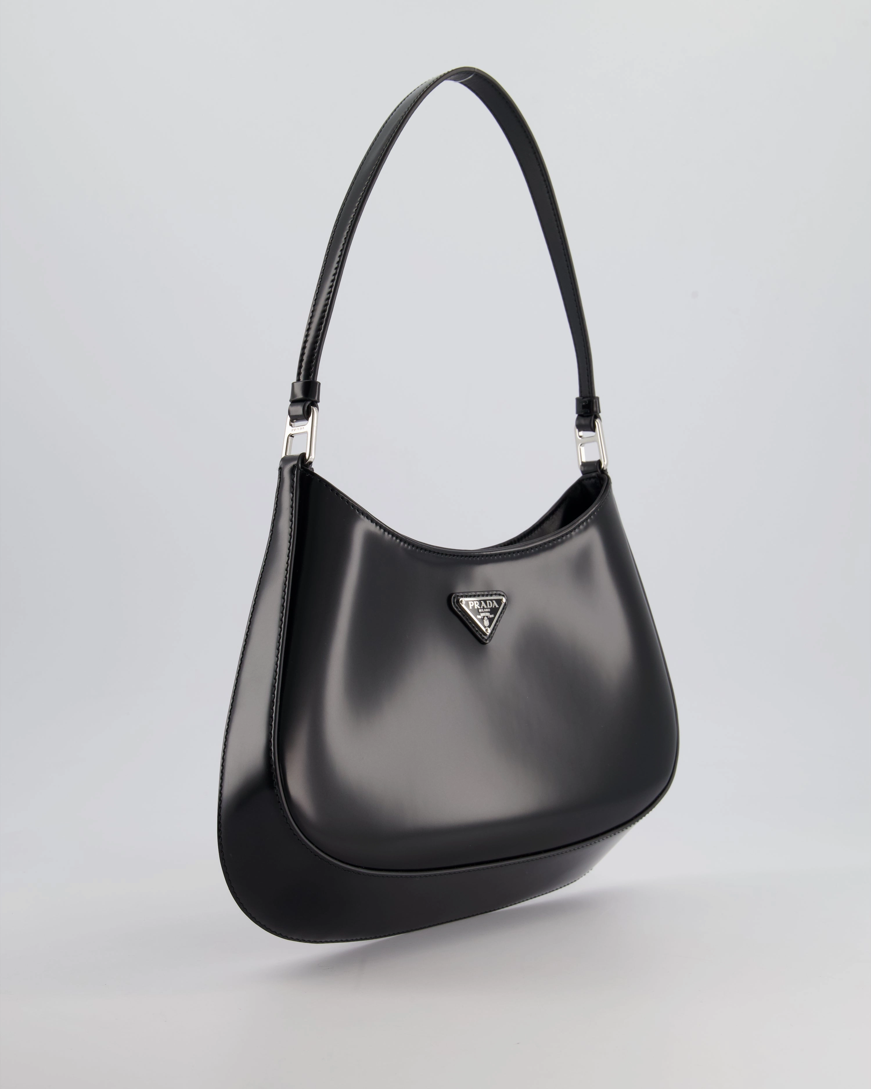 Prada Black Cleo Brushed Leather Shoulder Bag RRP 2400