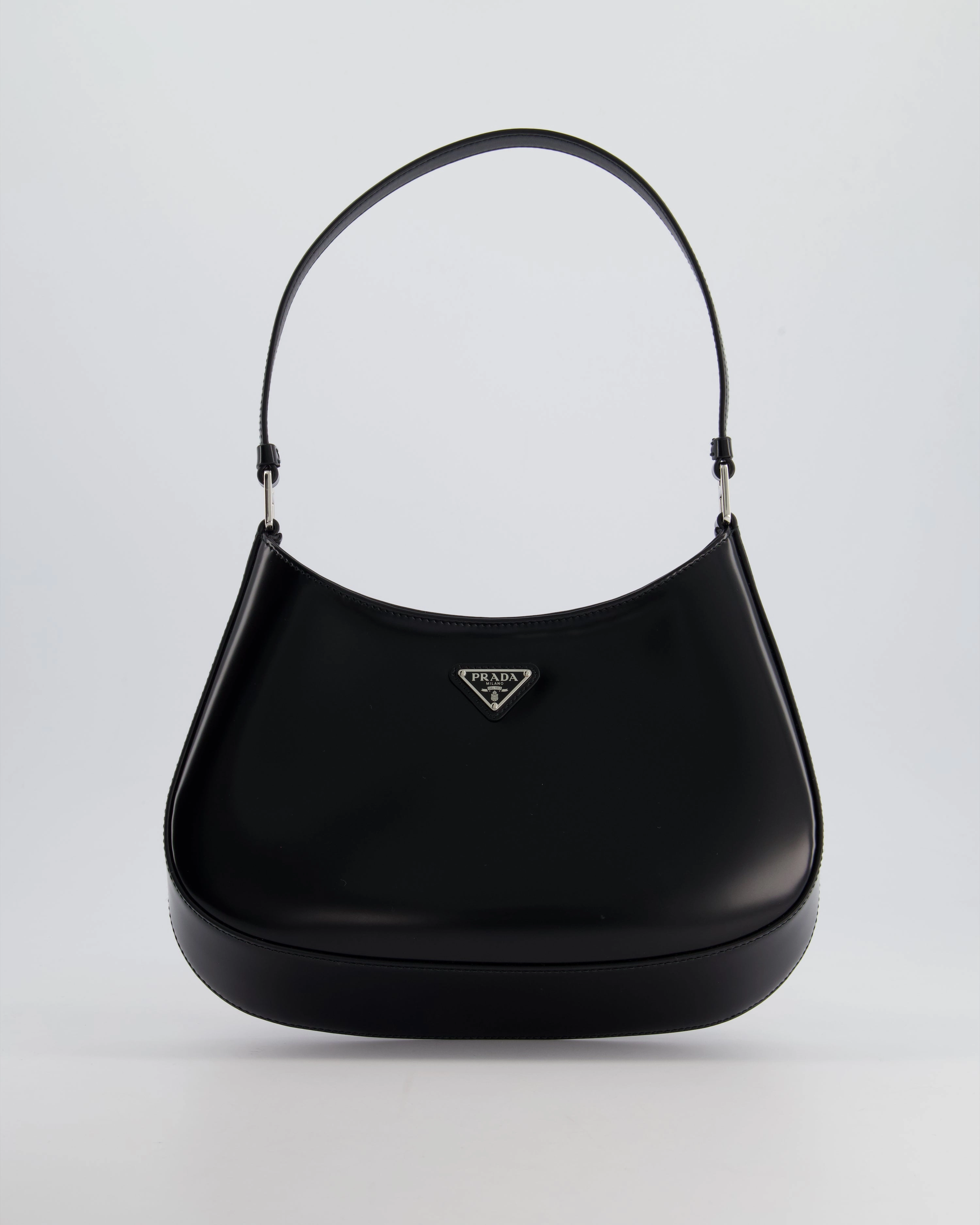 Prada Black Cleo Brushed Leather Shoulder Bag RRP 2400