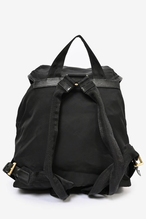 Prada Black Nylon/Saffiano Leather Double Pocket Backpack GHW