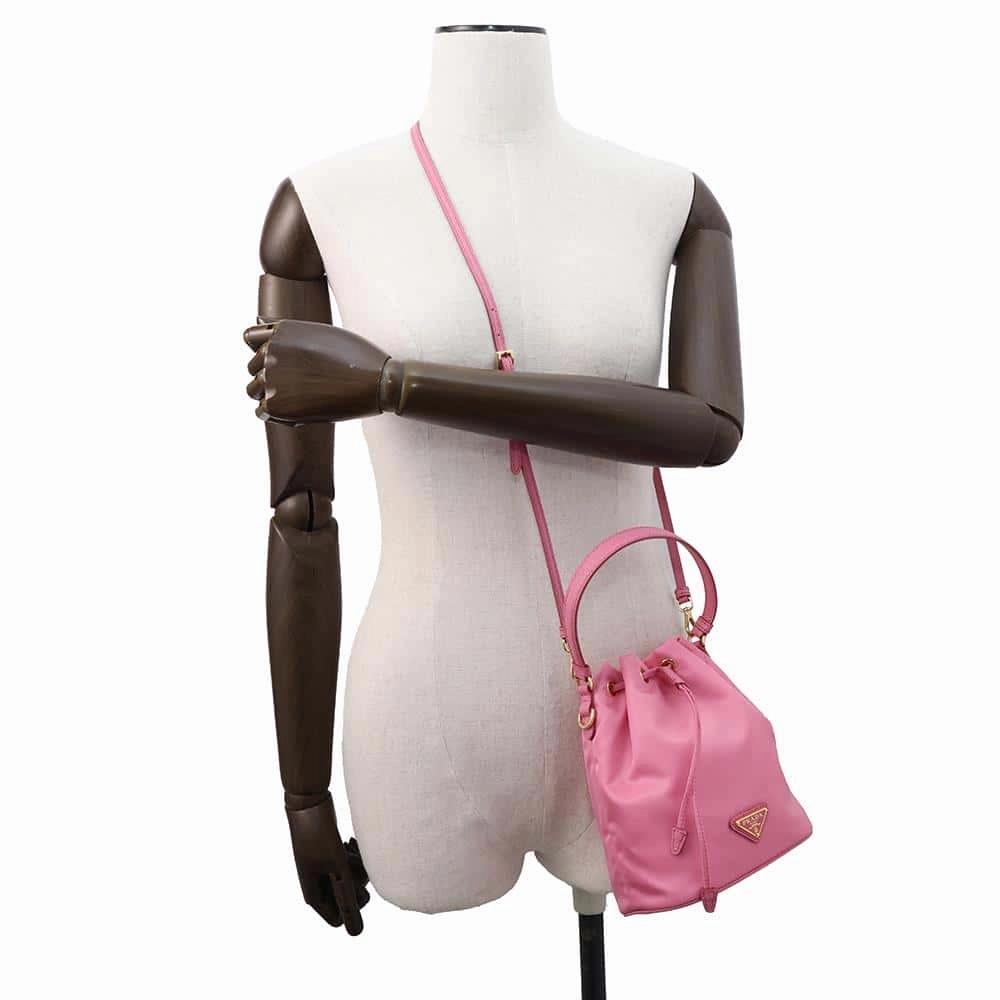 PRADA Drawstring Bag Shoulder Bag Pink1BE067 Nylon