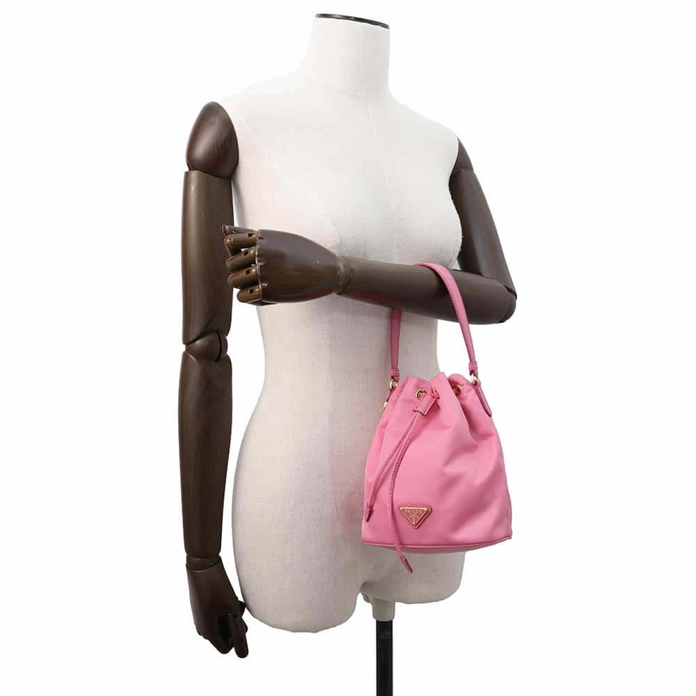 PRADA Drawstring Bag Shoulder Bag Pink1BE067 Nylon